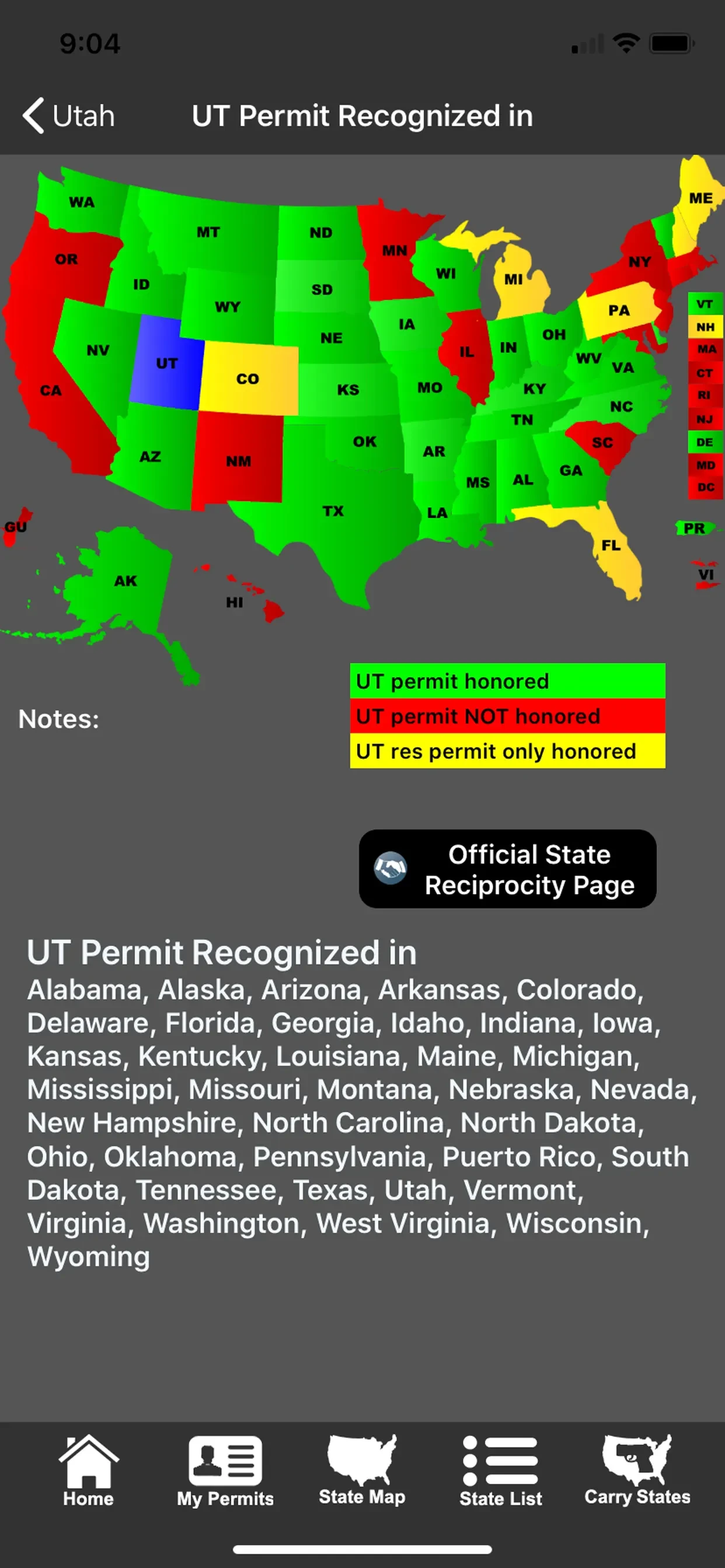 CCW – Concealed Carry 50 State app store screenshot 1 — Reference (iOS)