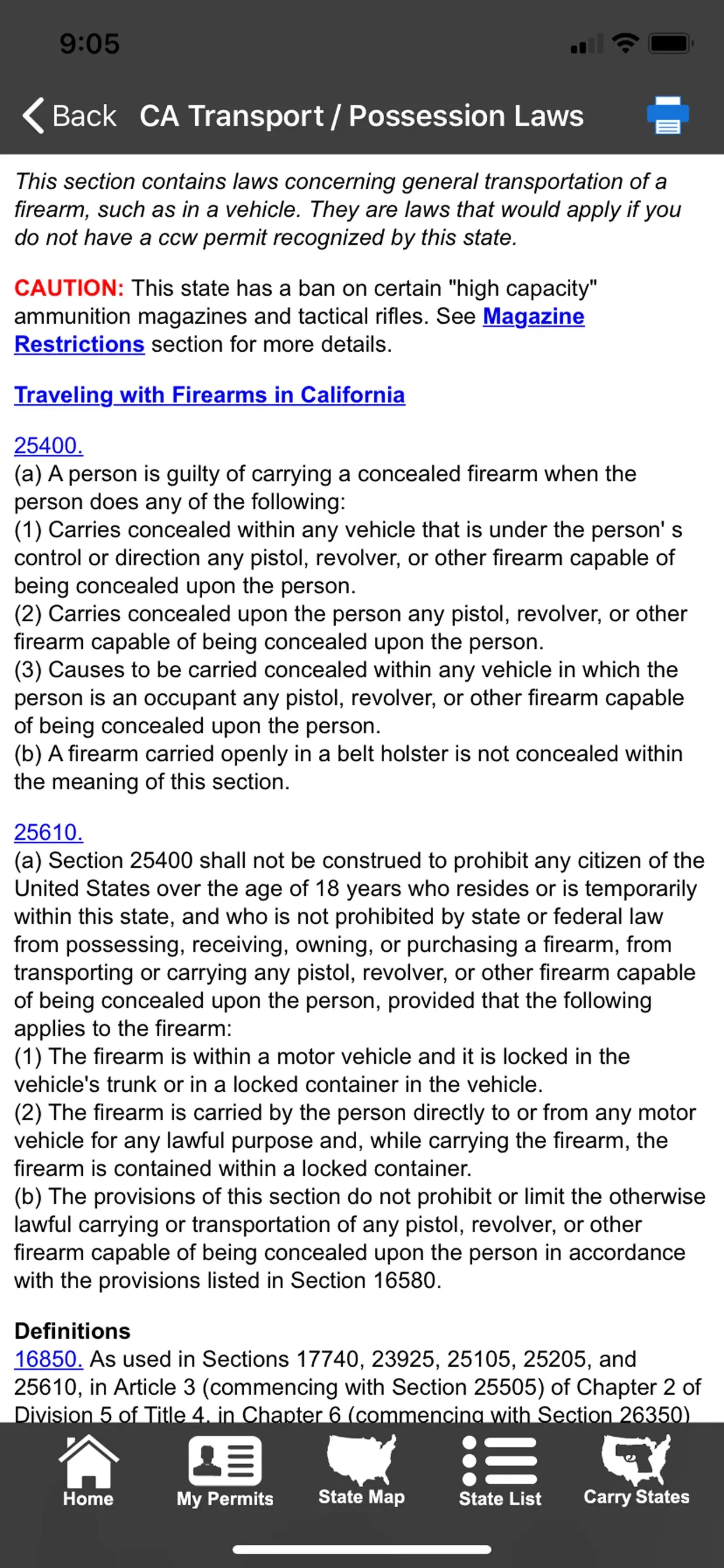 CCW – Concealed Carry 50 State app store screenshot 7 — Reference (iOS)