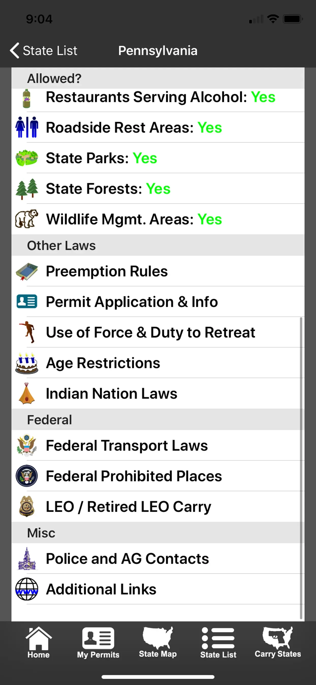 CCW – Concealed Carry 50 State app store screenshot 8 — Reference (iOS)