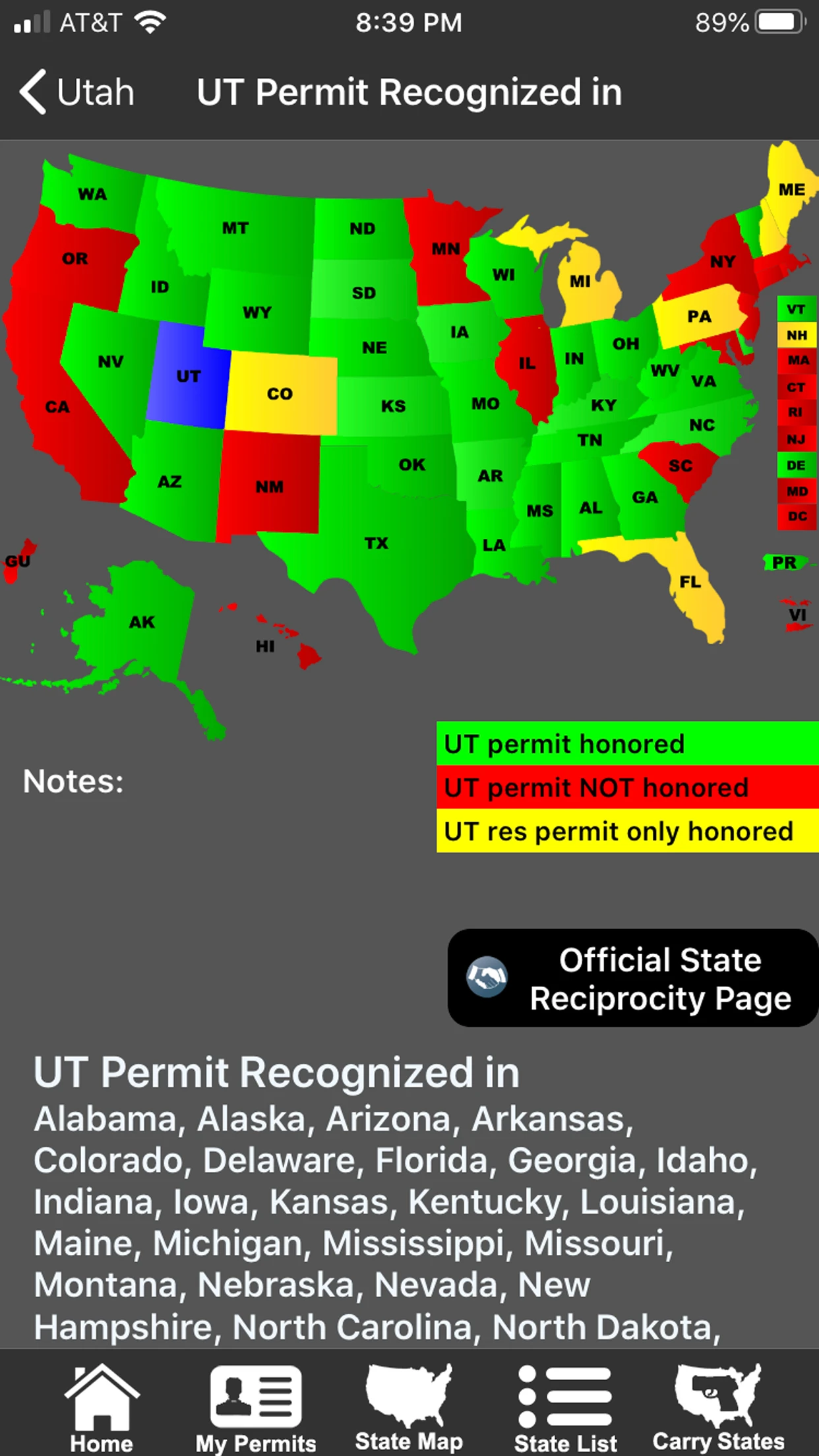 CCW – Concealed Carry 50 State app store screenshot 1 — Reference (iOS)