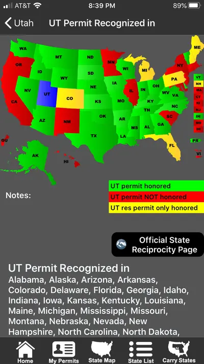 CCW – Concealed Carry 50 State app store screenshot 1 — Reference (iOS)