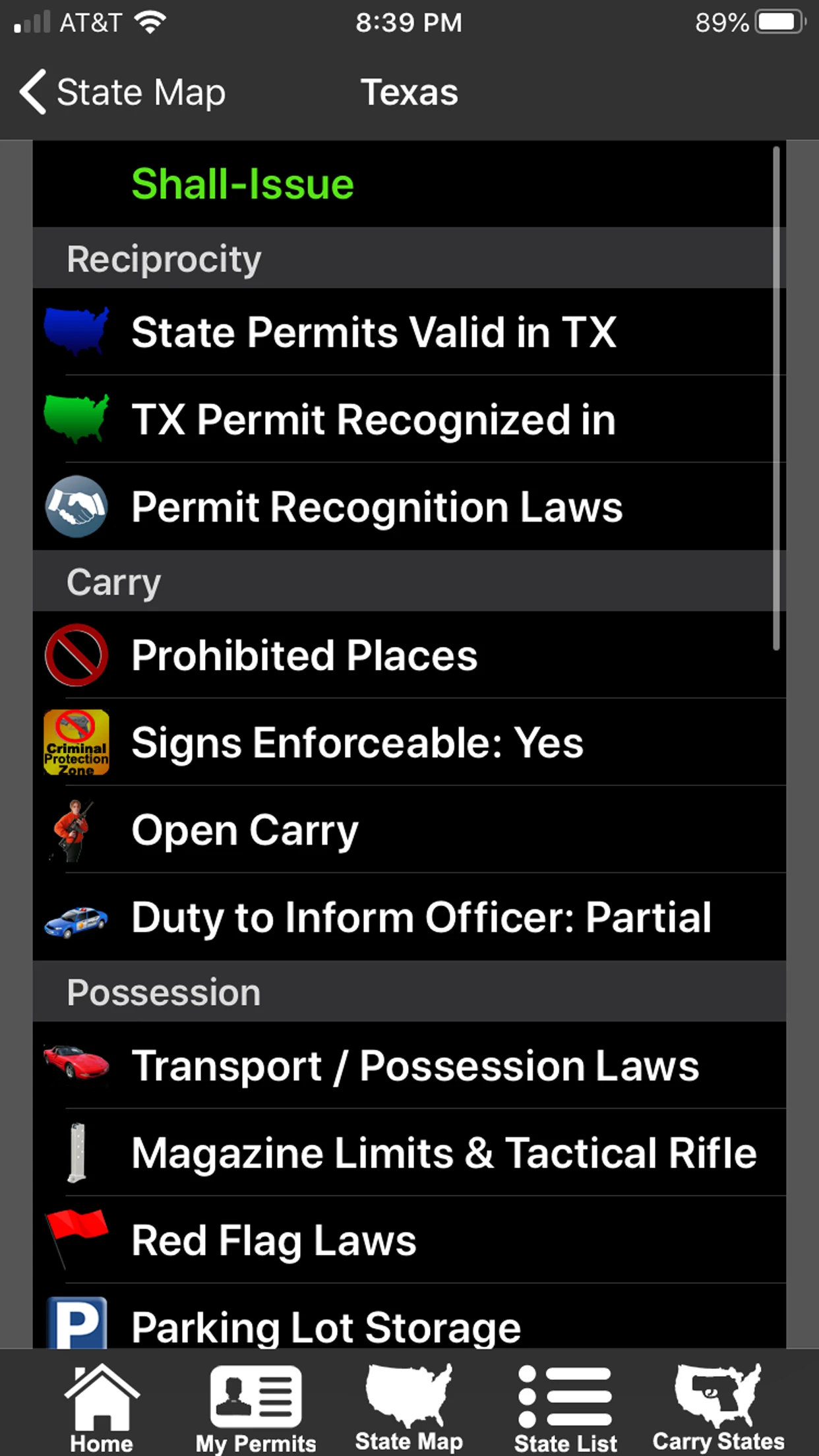 CCW – Concealed Carry 50 State app store screenshot 2 — Reference (iOS)