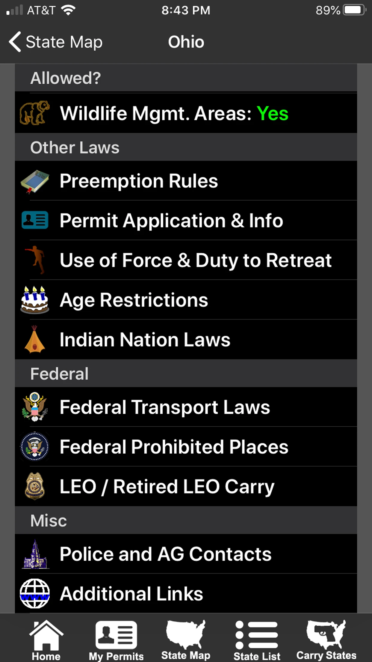 CCW – Concealed Carry 50 State app store screenshot 8 — Reference (iOS)