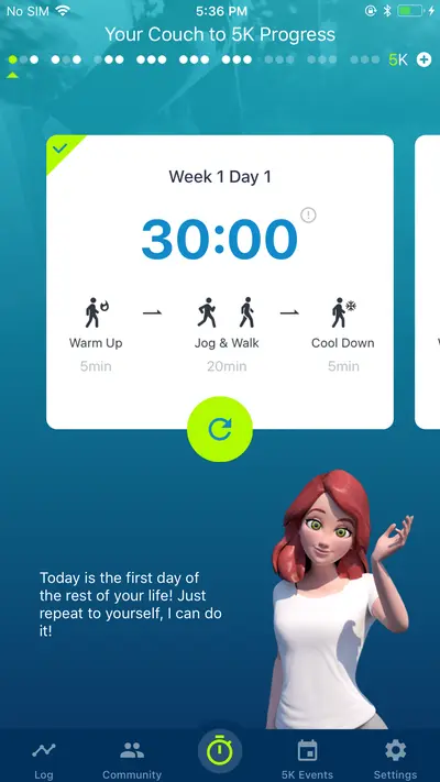 Couch to 5K® - Run training app store screenshot 1 — Health & Fitness (iOS)