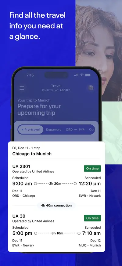 United Airlines app store screenshot 1 — Travel (iOS)