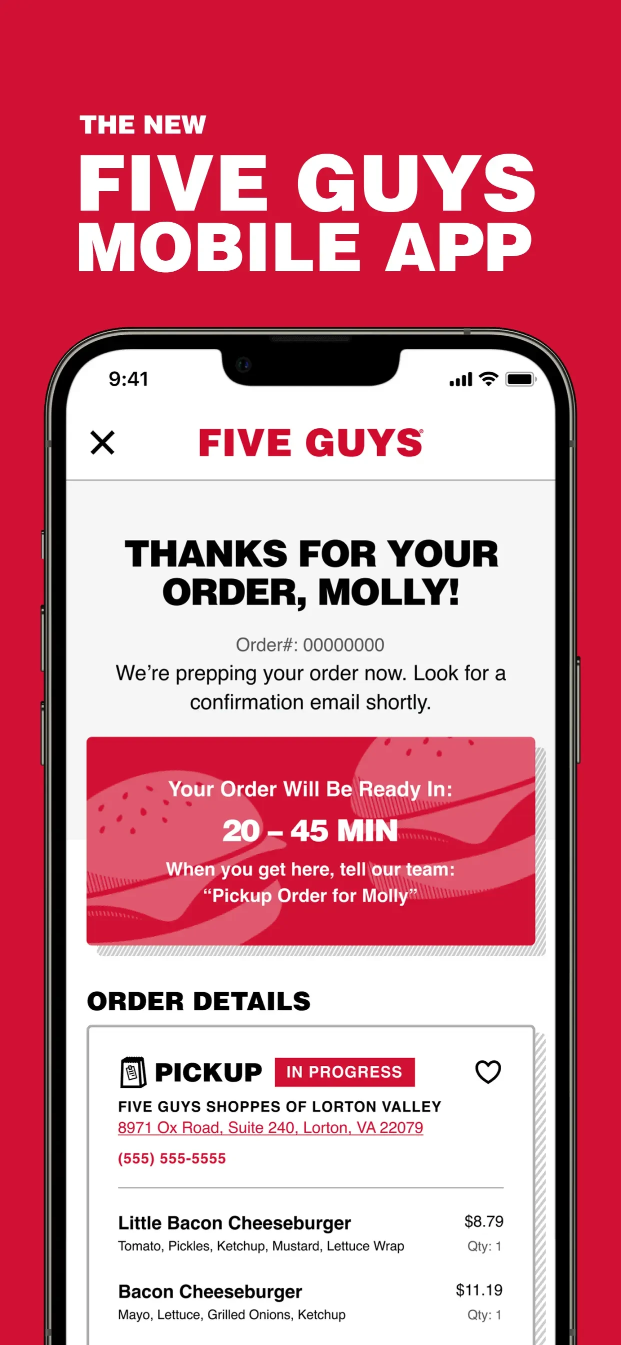 Five Guys Burgers & Fries app store screenshot 1 — Unknown (iOS)