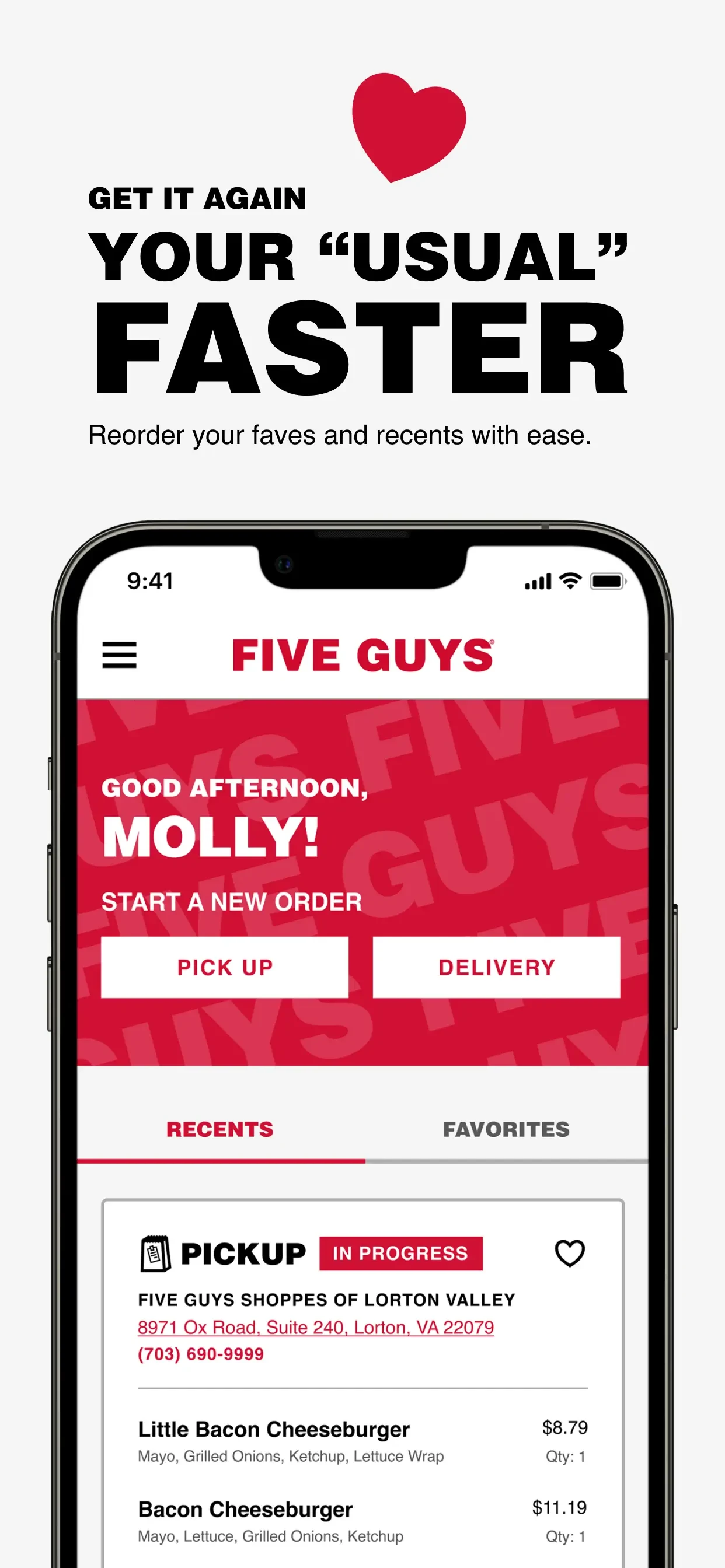 Five Guys Burgers & Fries app store screenshot 2 — Unknown (iOS)