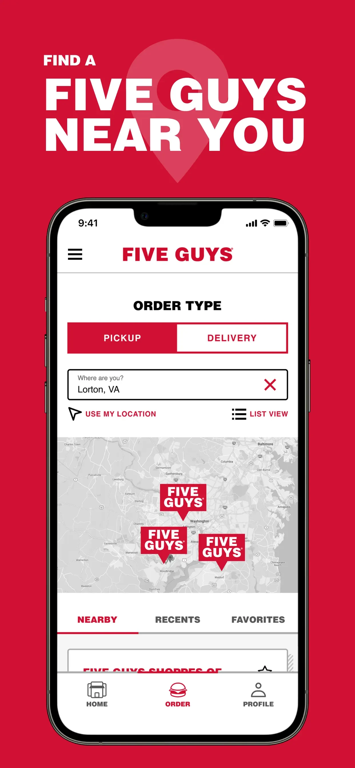 Five Guys Burgers & Fries app store screenshot 3 — Unknown (iOS)