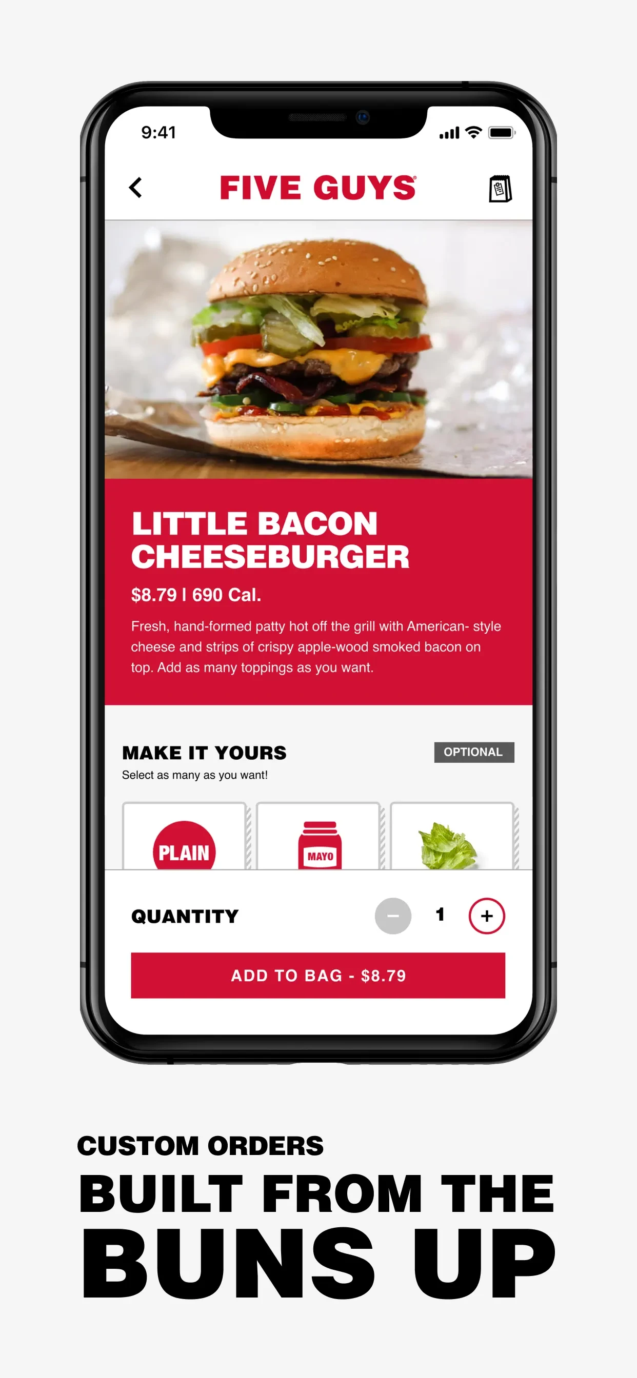 Five Guys Burgers & Fries app store screenshot 4 — Unknown (iOS)