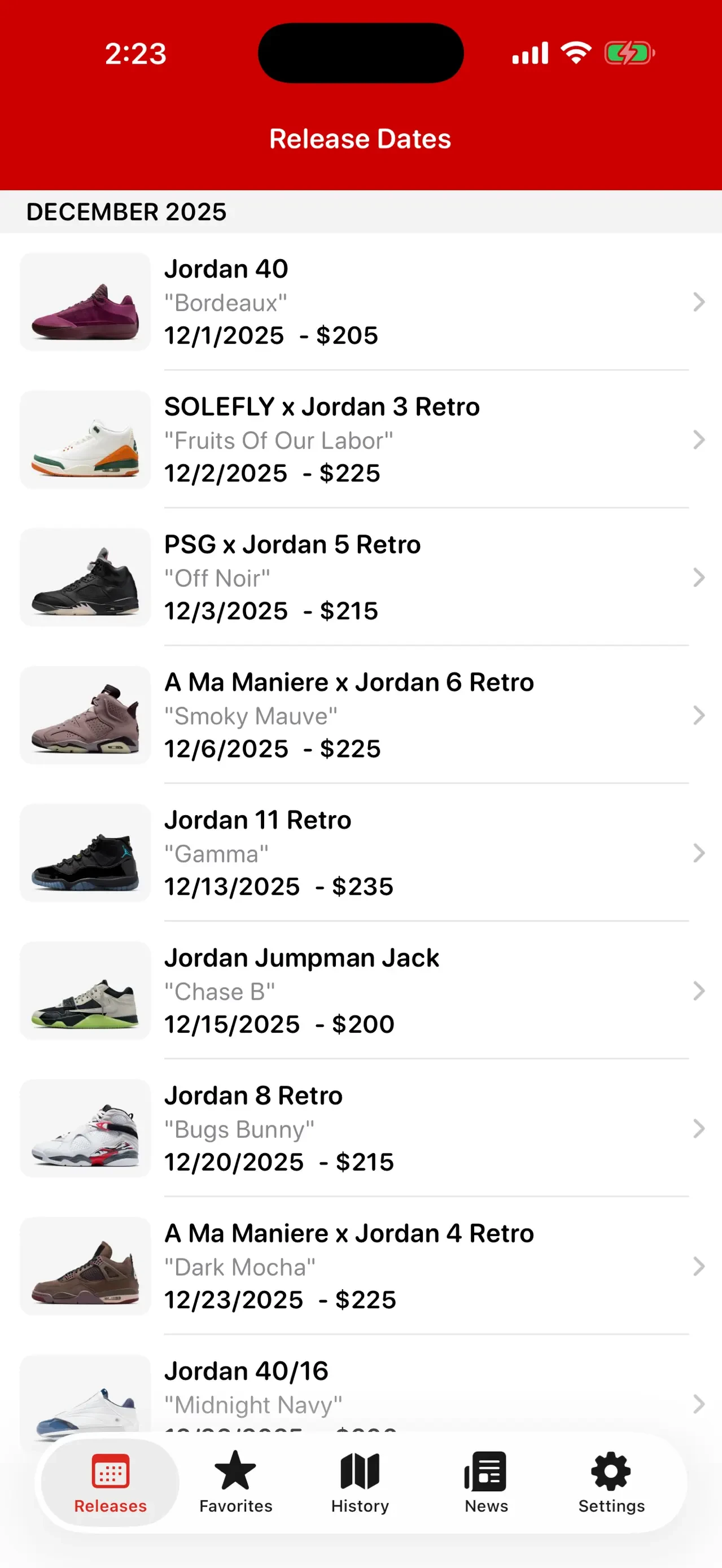 J23 - Release Dates & Restocks app store screenshot 1 — Sports (iOS)