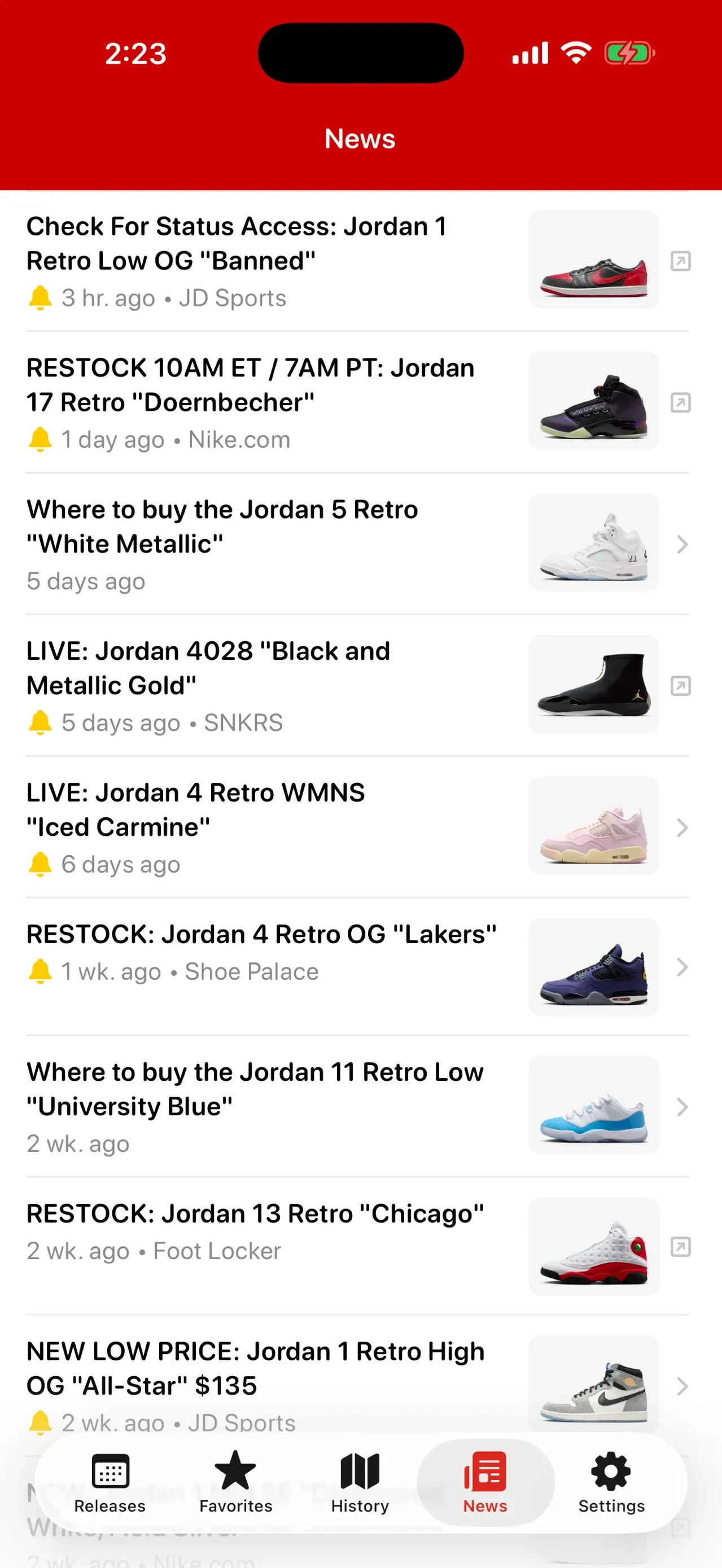 J23 - Release Dates & Restocks app store screenshot 3 — Sports (iOS)