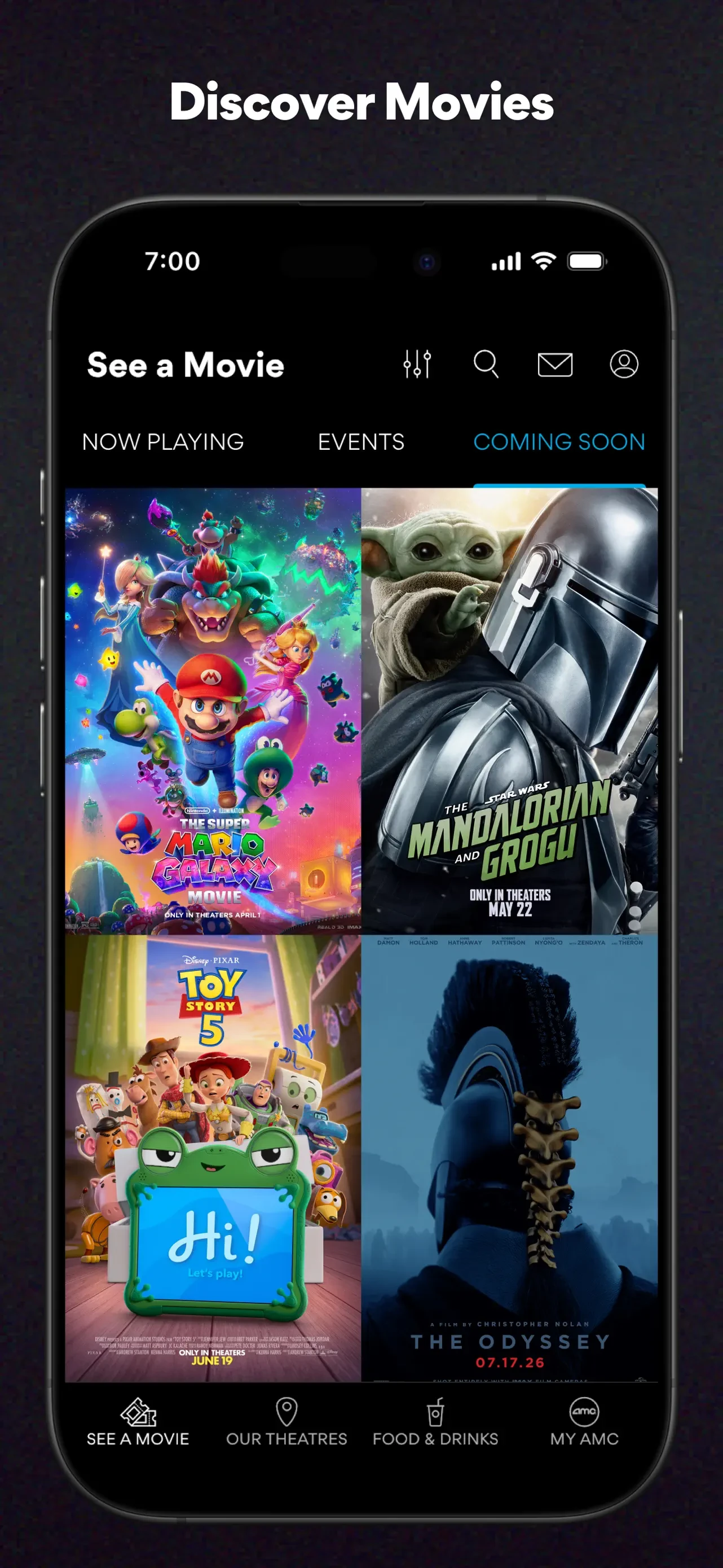 AMC Theatres: Movies & More app store screenshot 1 — Entertainment (iOS)