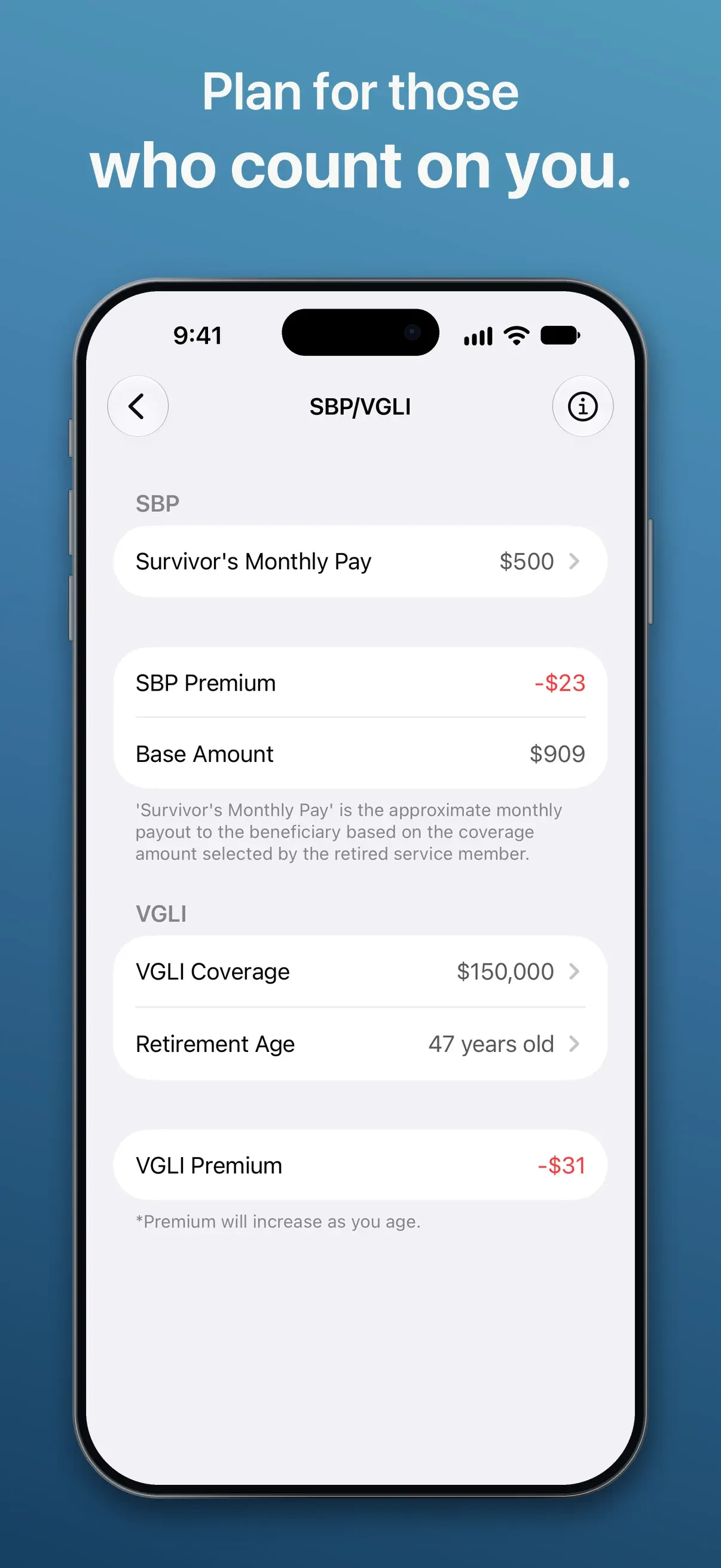 Military Retirement app store screenshot 4 — Finance (iOS)