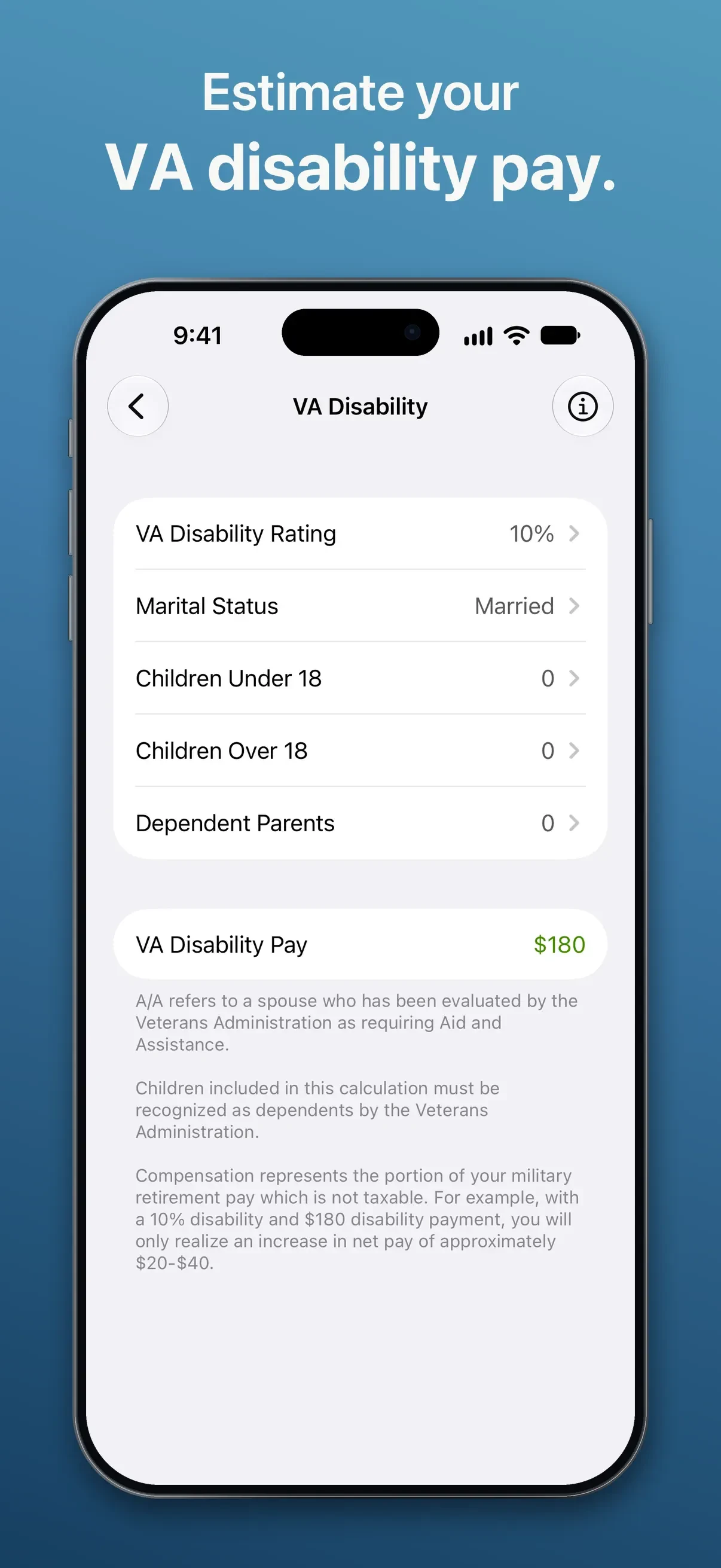 Military Retirement app store screenshot 5 — Finance (iOS)
