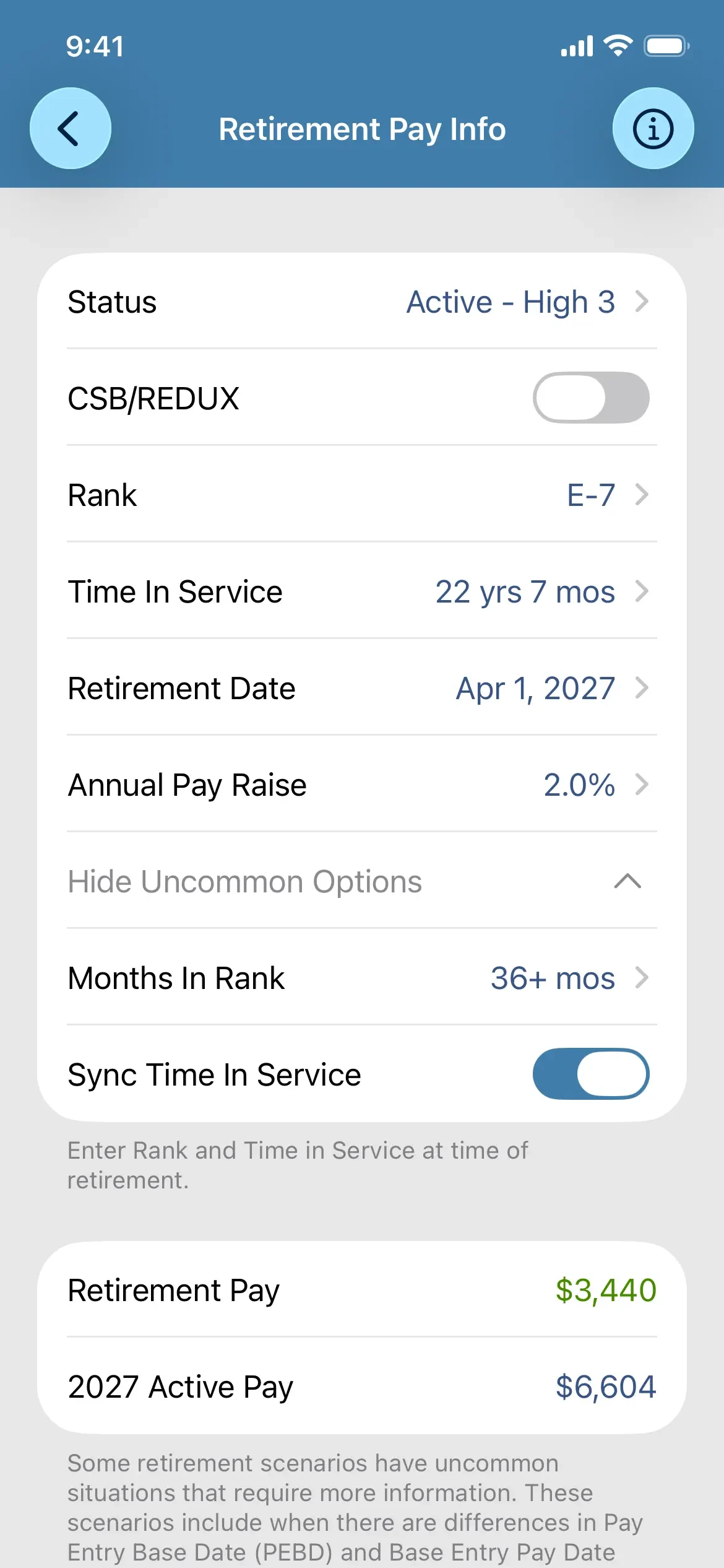 Military Retirement app store screenshot 4 — Finance (iOS)