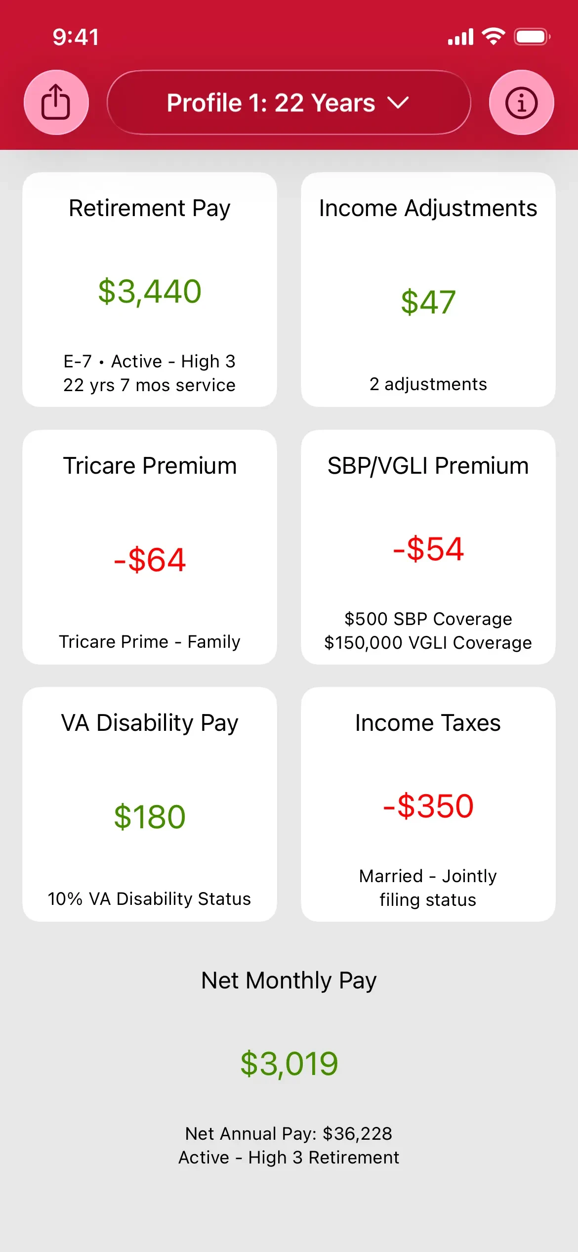 Military Retirement app store screenshot 6 — Finance (iOS)