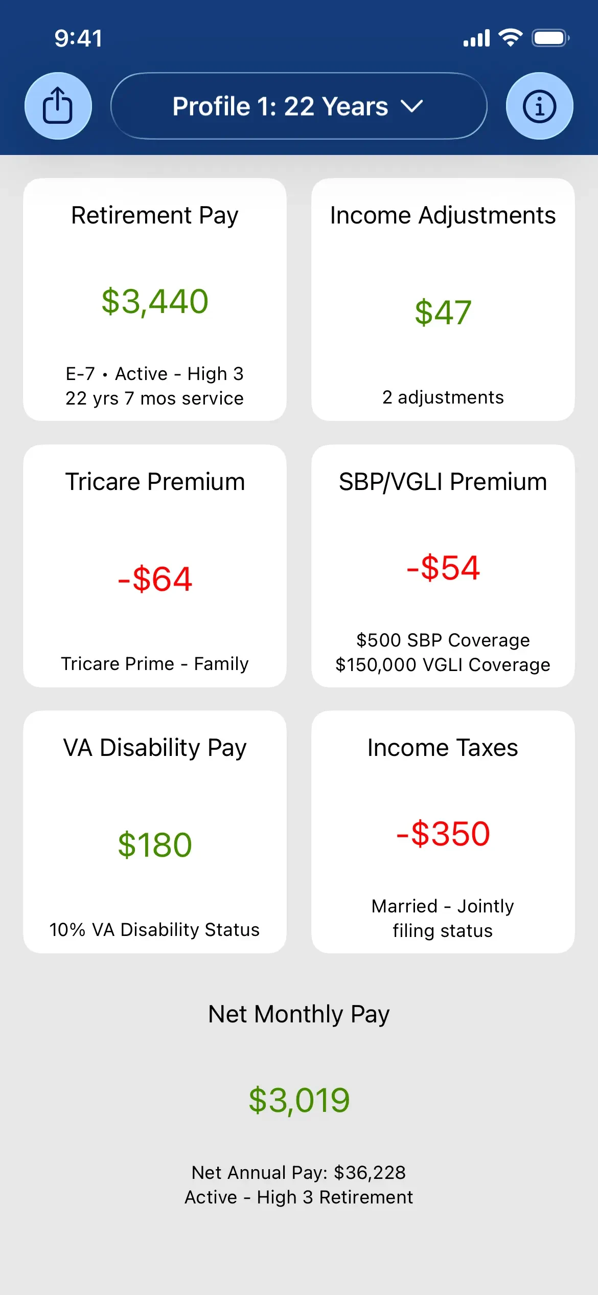 Military Retirement app store screenshot 7 — Finance (iOS)