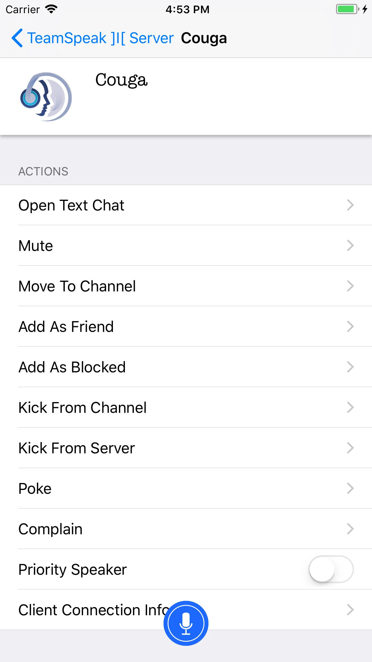 TeamSpeak 3 app store screenshot 3 — Social Networking (iOS)