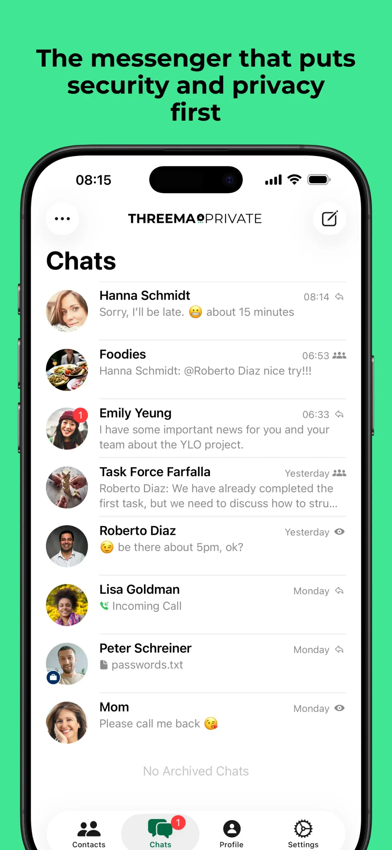 Threema. The Secure Messenger app store screenshot 1 — Social Networking (iOS)