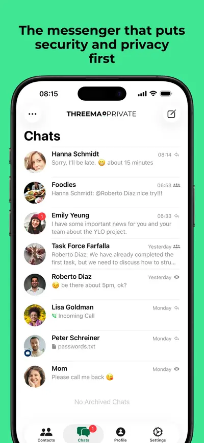 Threema. The Secure Messenger app store screenshot 1 — Social Networking (iOS)