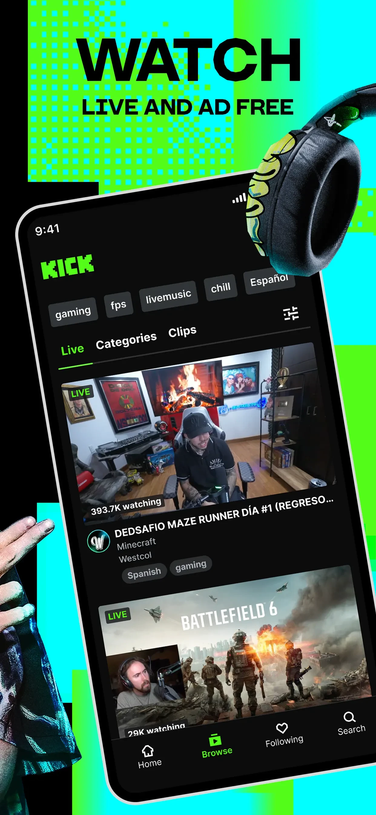 KICK - Live Streaming app store screenshot 2 — Photo & Video (iOS)