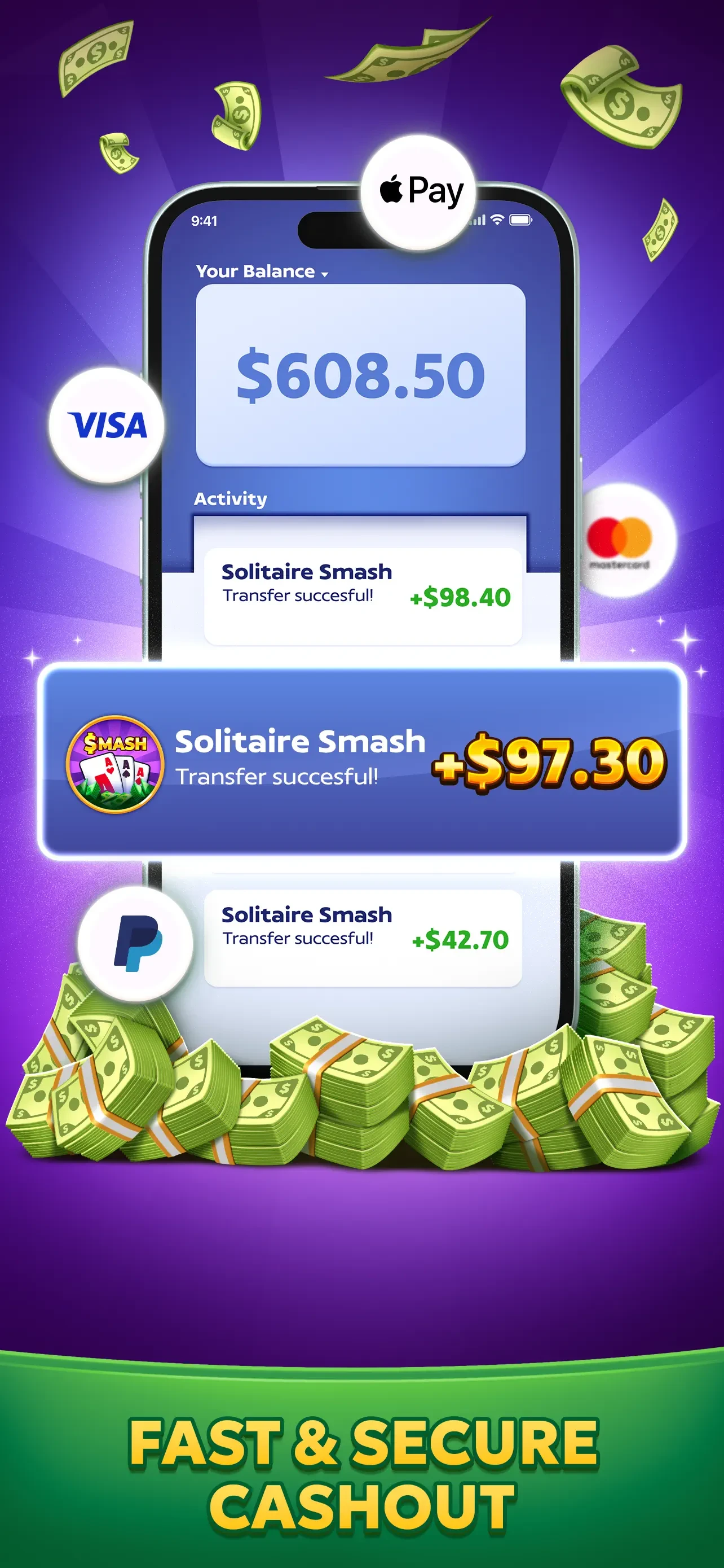 Solitaire Smash: Real Cash! app store screenshot 2 — Games (iOS)