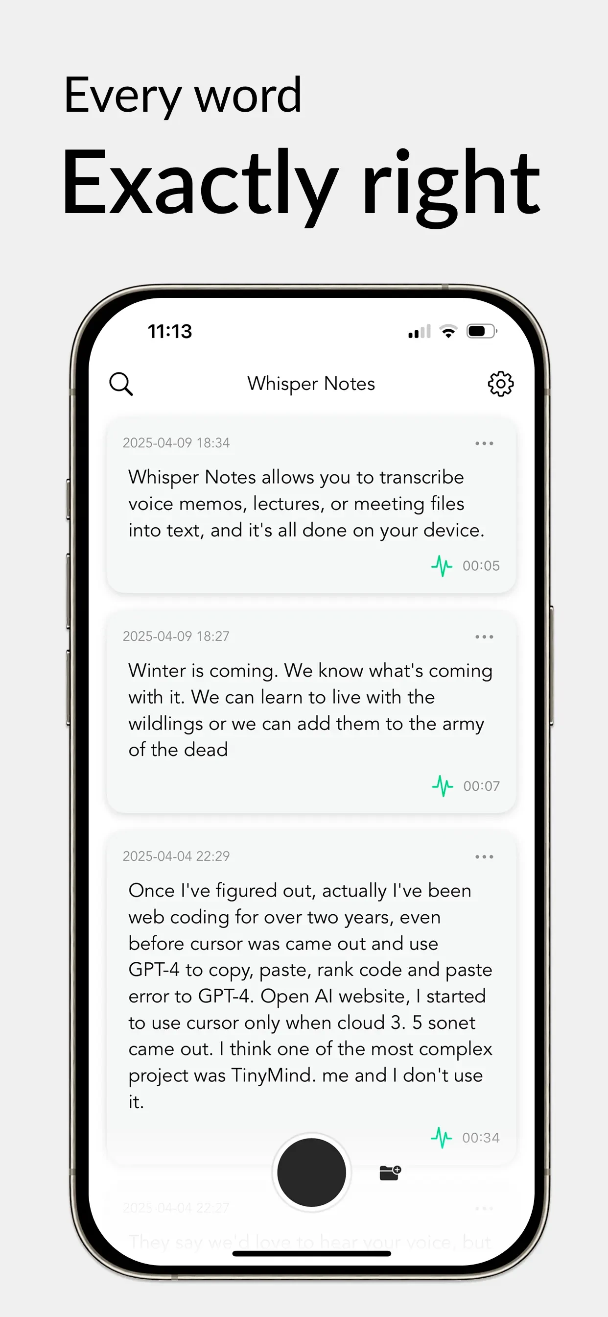 Whisper Notes - Speech to Text app store screenshot 1 — Productivity (iOS)
