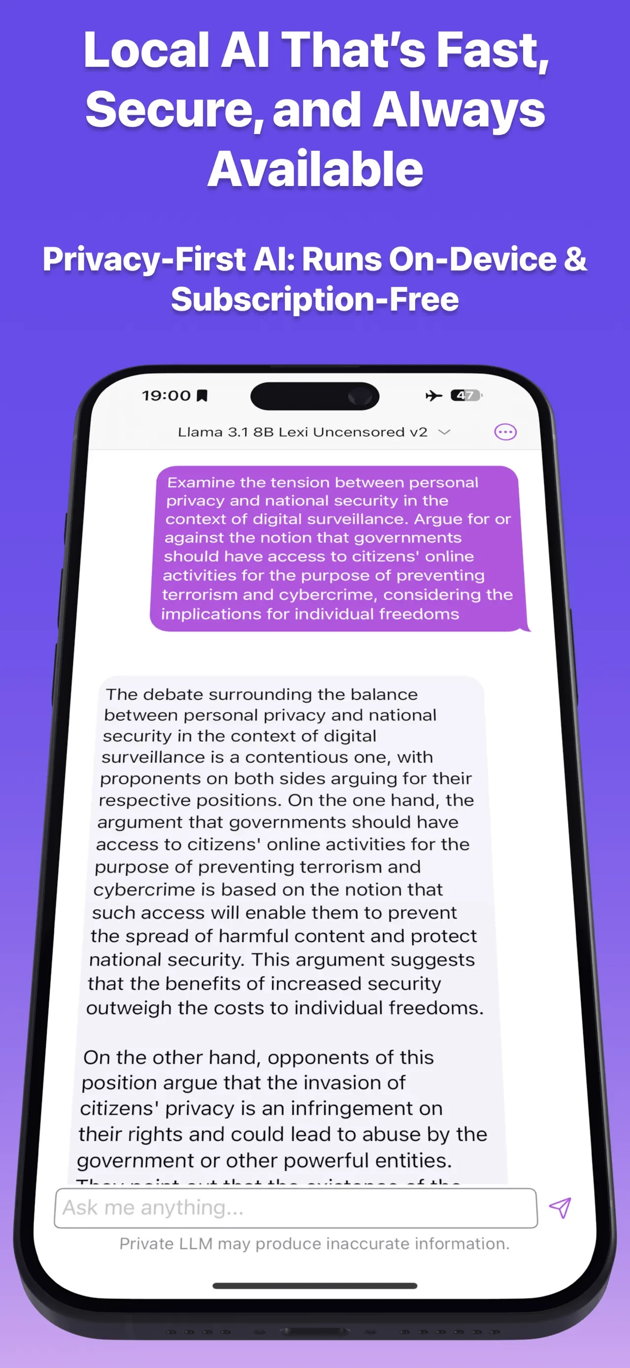Private LLM - Local AI Chat app store screenshot 2 — Utilities (iOS)