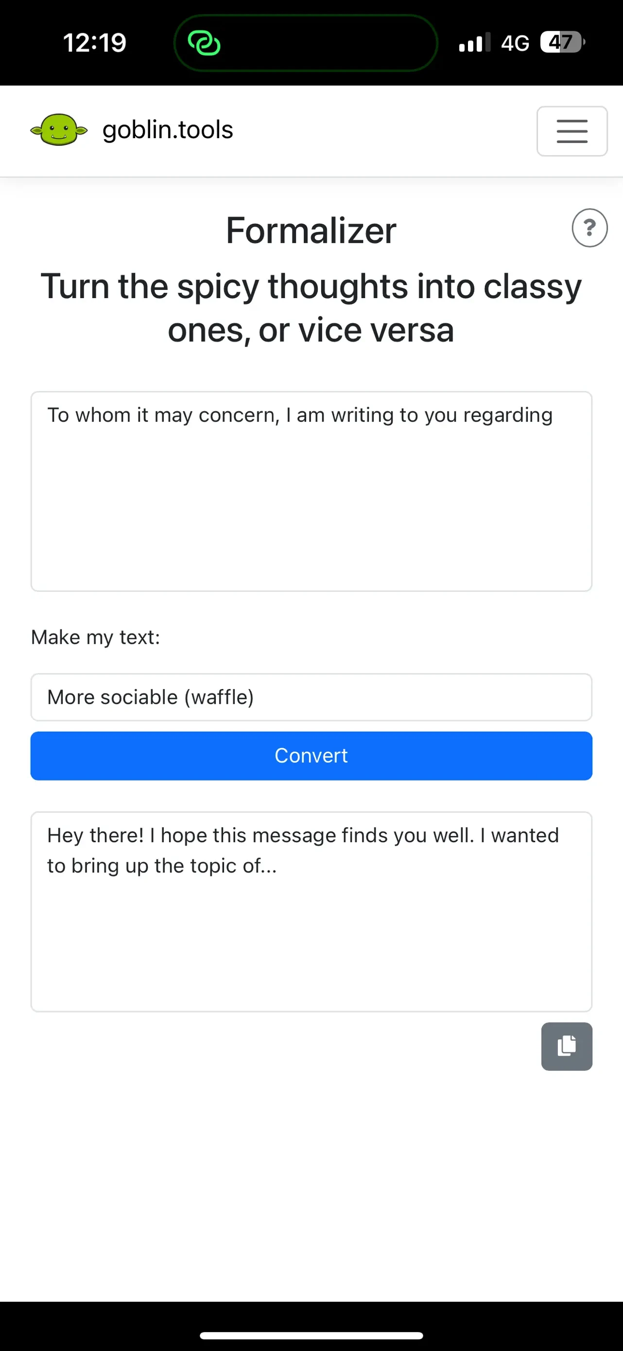 Goblin Tools app store screenshot 6 — Utilities (iOS)