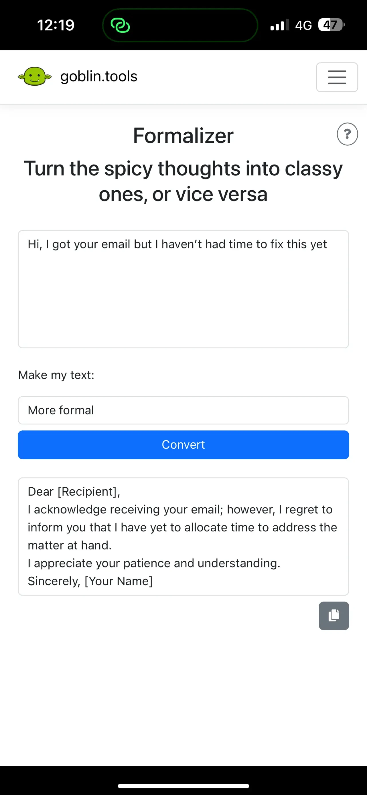 Goblin Tools app store screenshot 7 — Utilities (iOS)