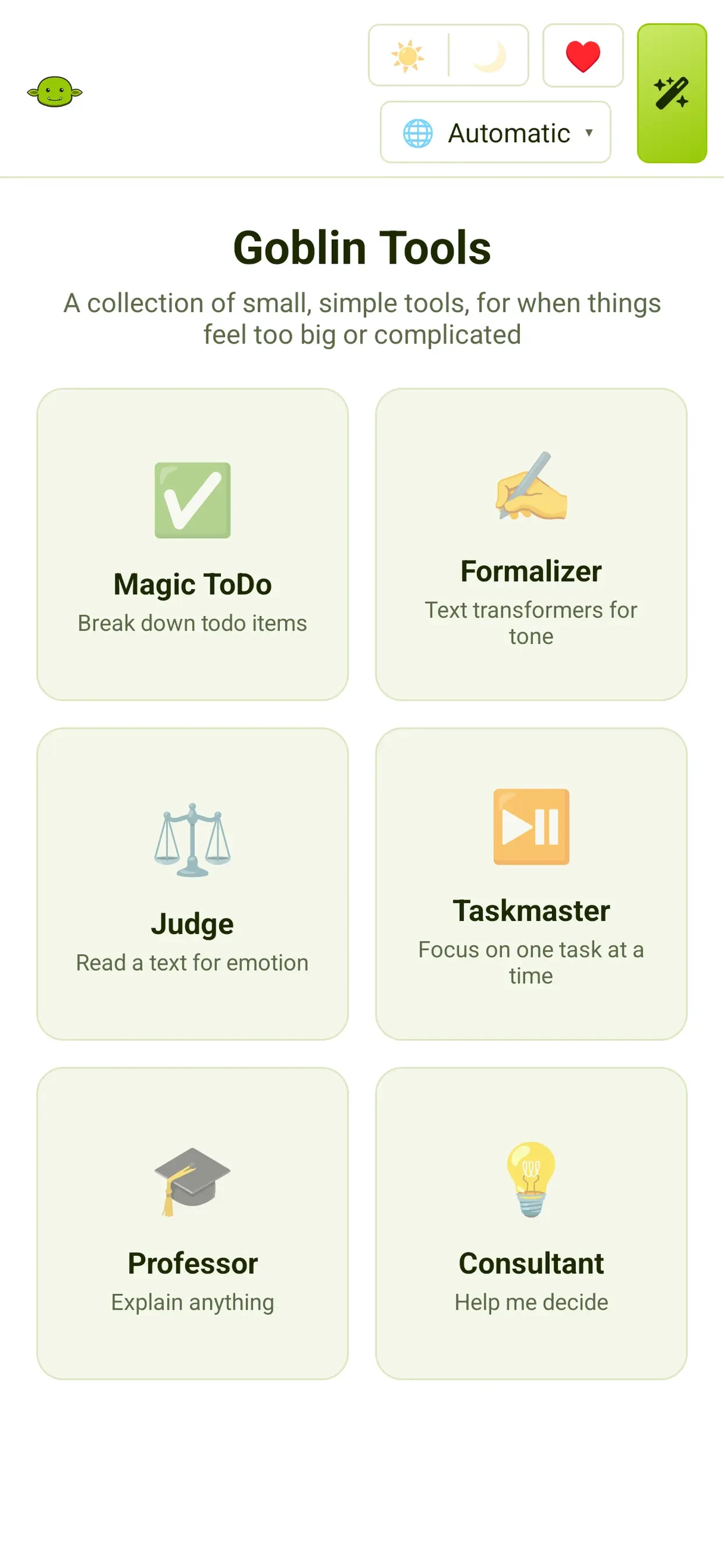 Goblin Tools app store screenshot 1 — Utilities (iOS)
