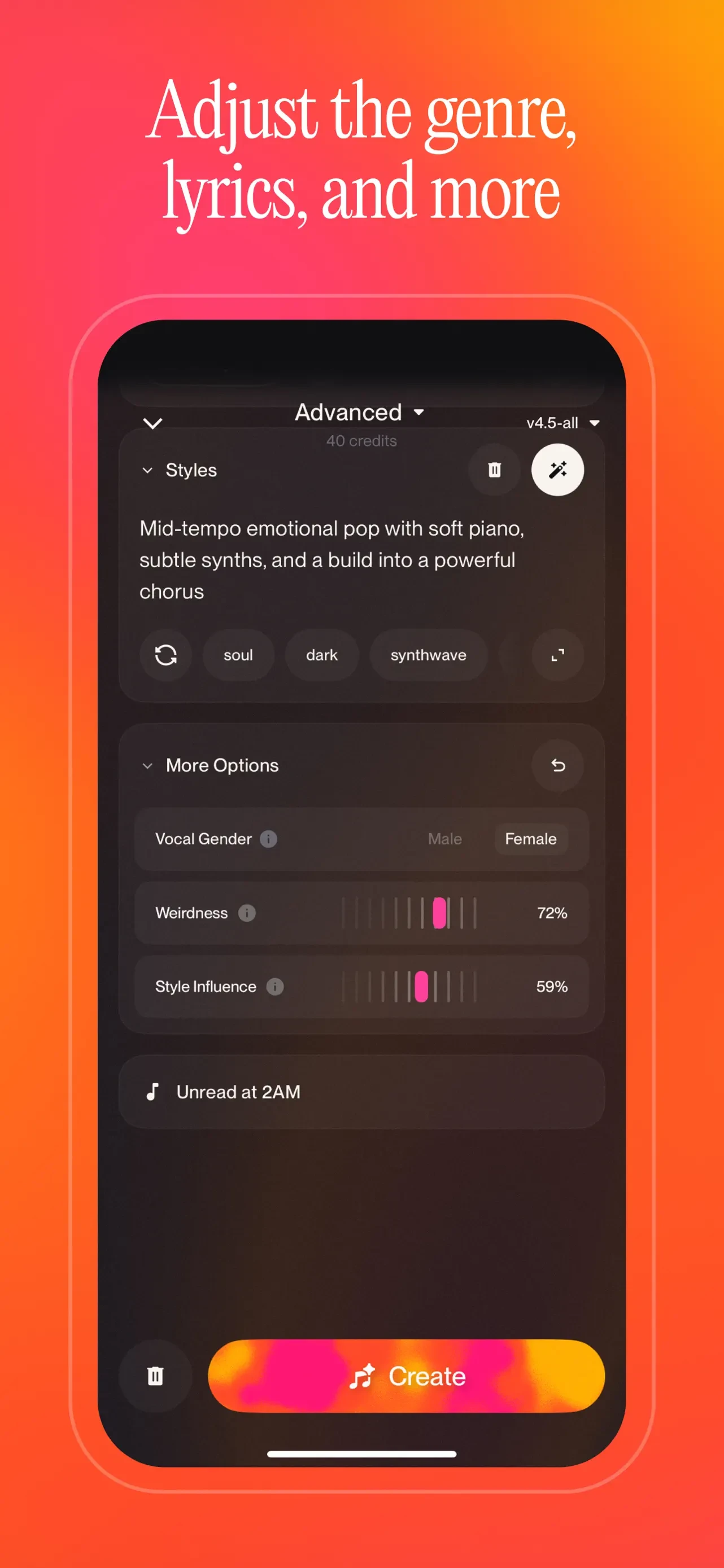 Suno - AI Songs, Music, Lyrics app store screenshot 2 — Music (iOS)