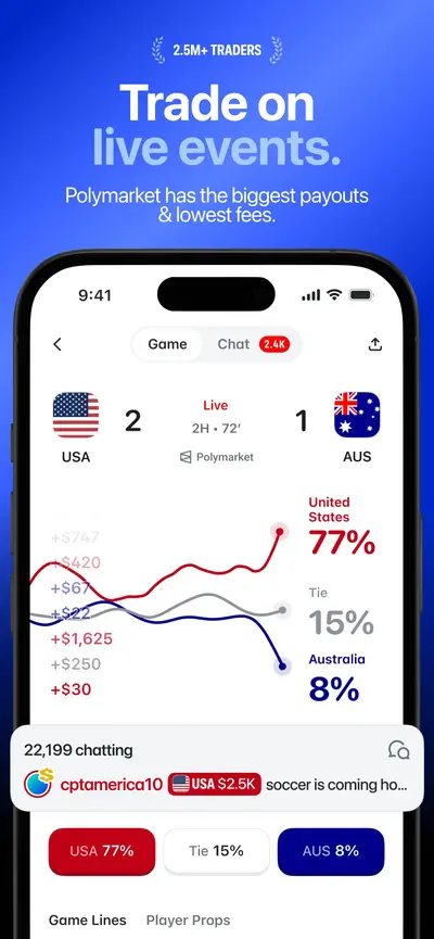 Polymarket: Trade Soccer app store screenshot 1 — Finance (iOS)