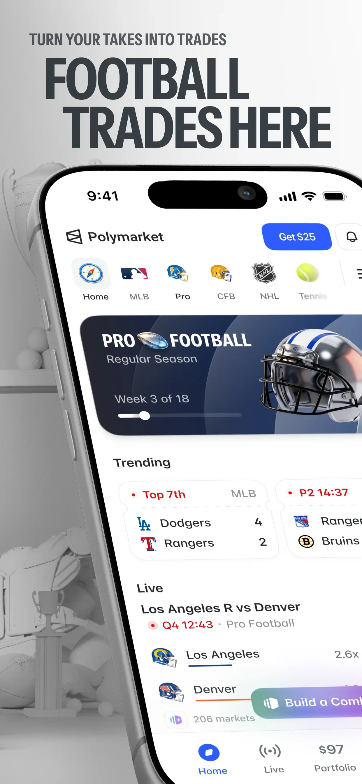 Polymarket: Trade Live Sports app store screenshot 2 — Finance (iOS)