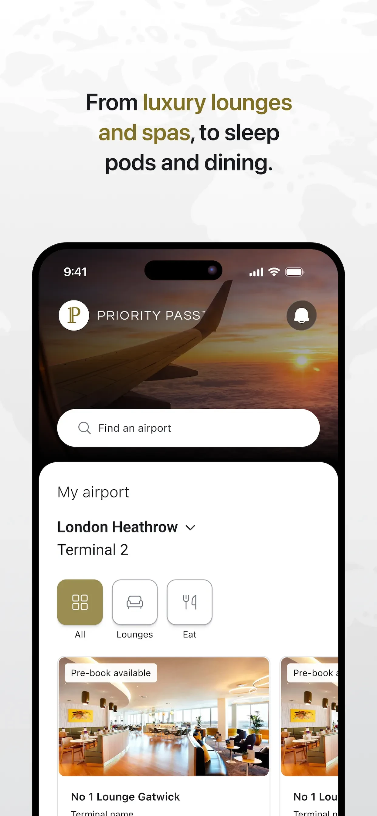 Priority Pass+ app store screenshot 2 — Unknown (iOS)