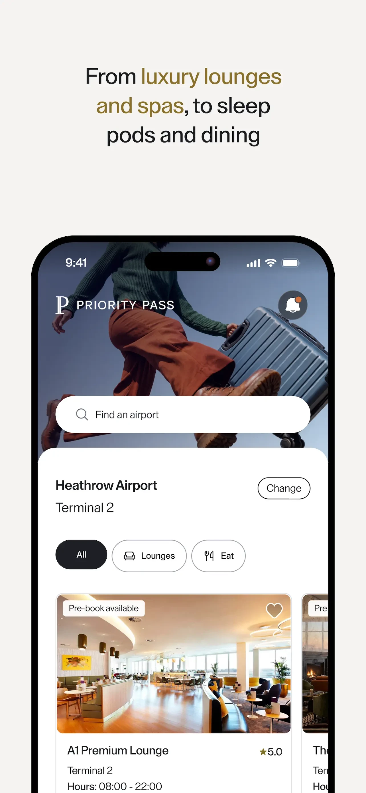 Priority Pass+ app store screenshot 2 — Unknown (iOS)