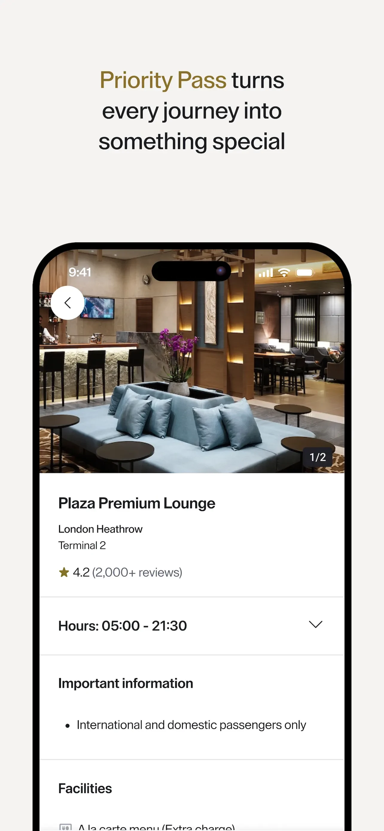 Priority Pass+ app store screenshot 3 — Unknown (iOS)