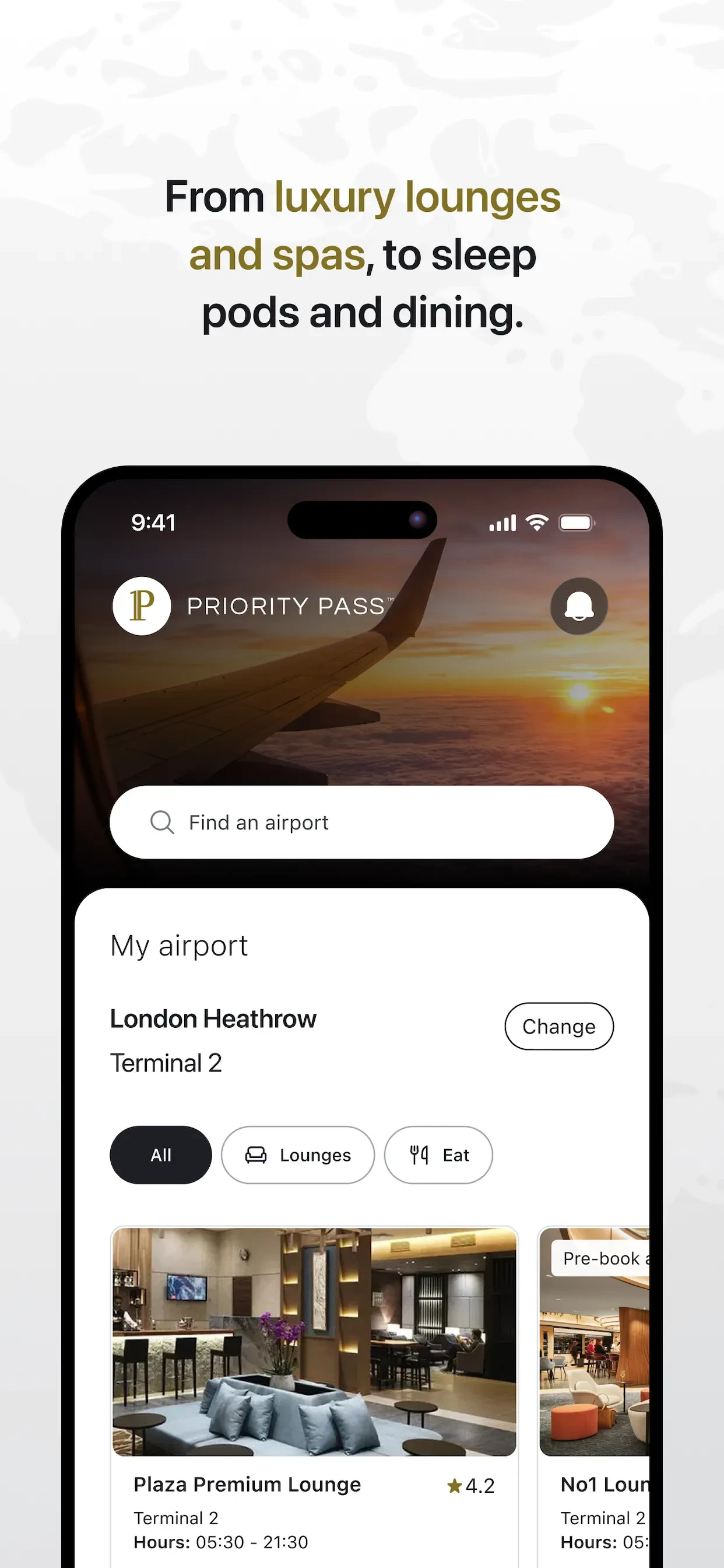 Priority Pass+ app store screenshot 2 — Unknown (iOS)