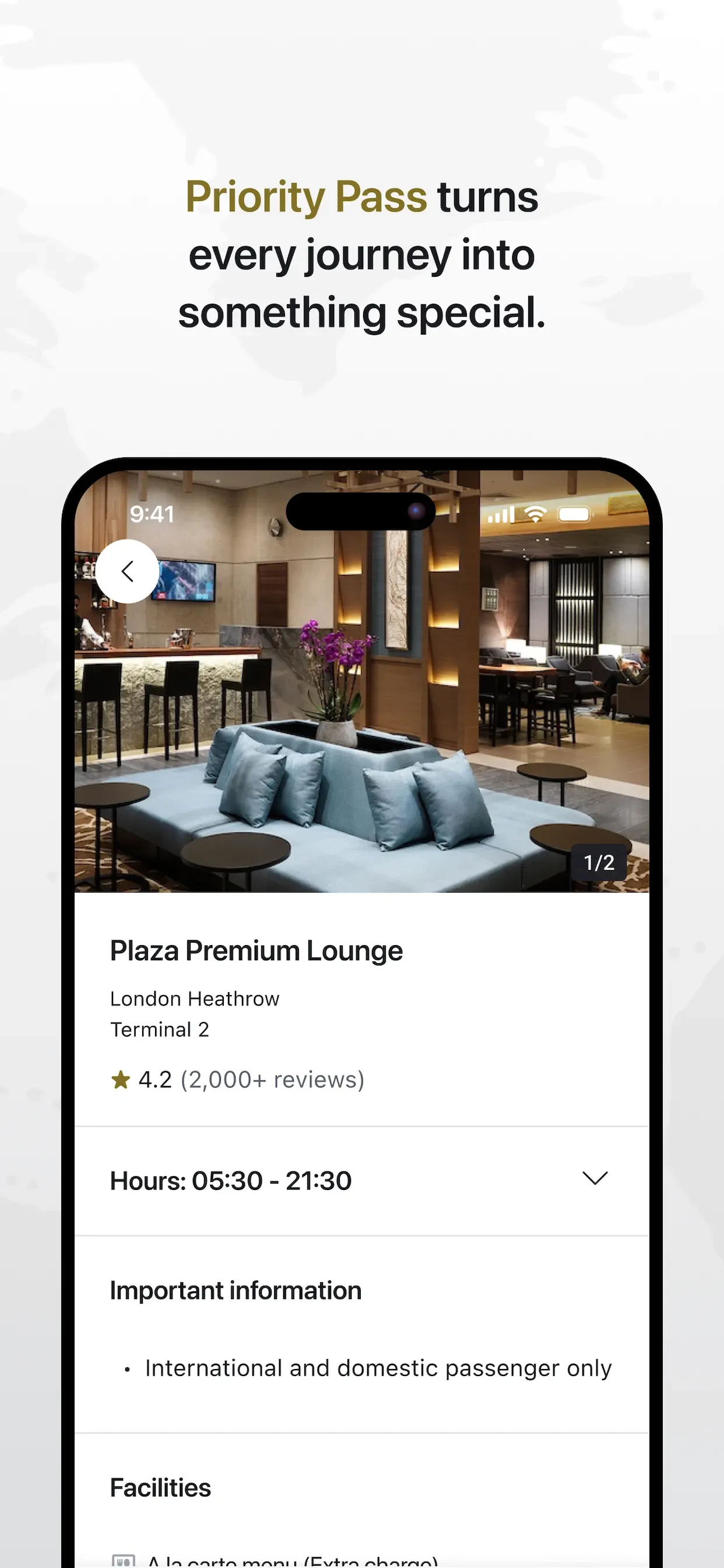 Priority Pass+ app store screenshot 3 — Unknown (iOS)