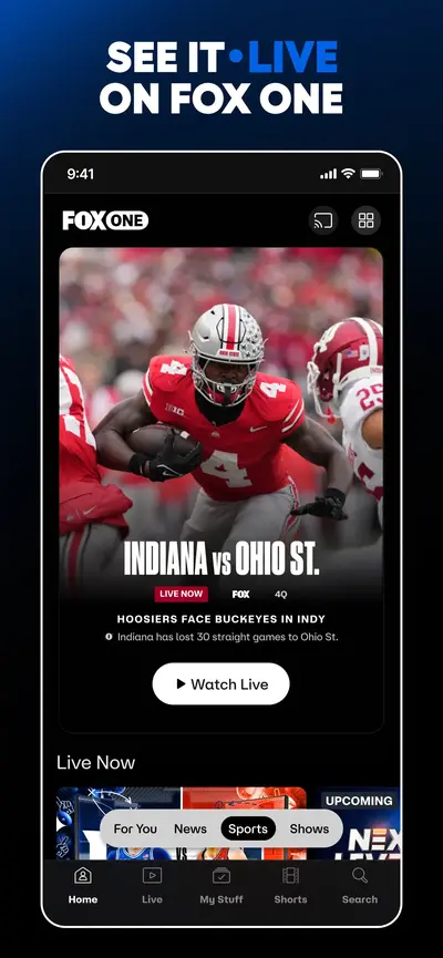 FOX One: Live News, Sports, TV app store screenshot 1 — Unknown (iOS)