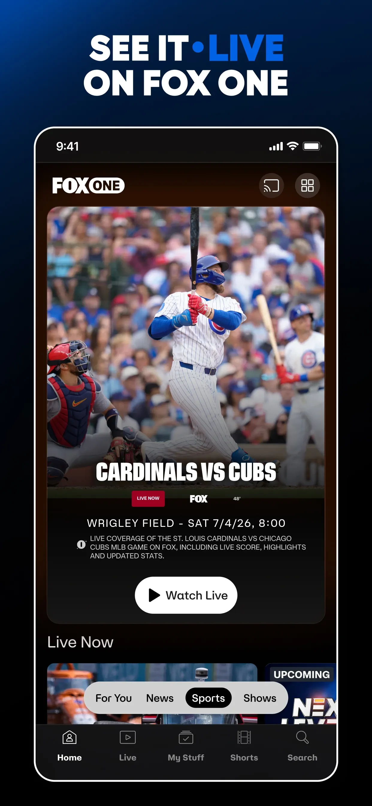 FOX One: Live News, Sports, TV app store screenshot 1 — Unknown (iOS)