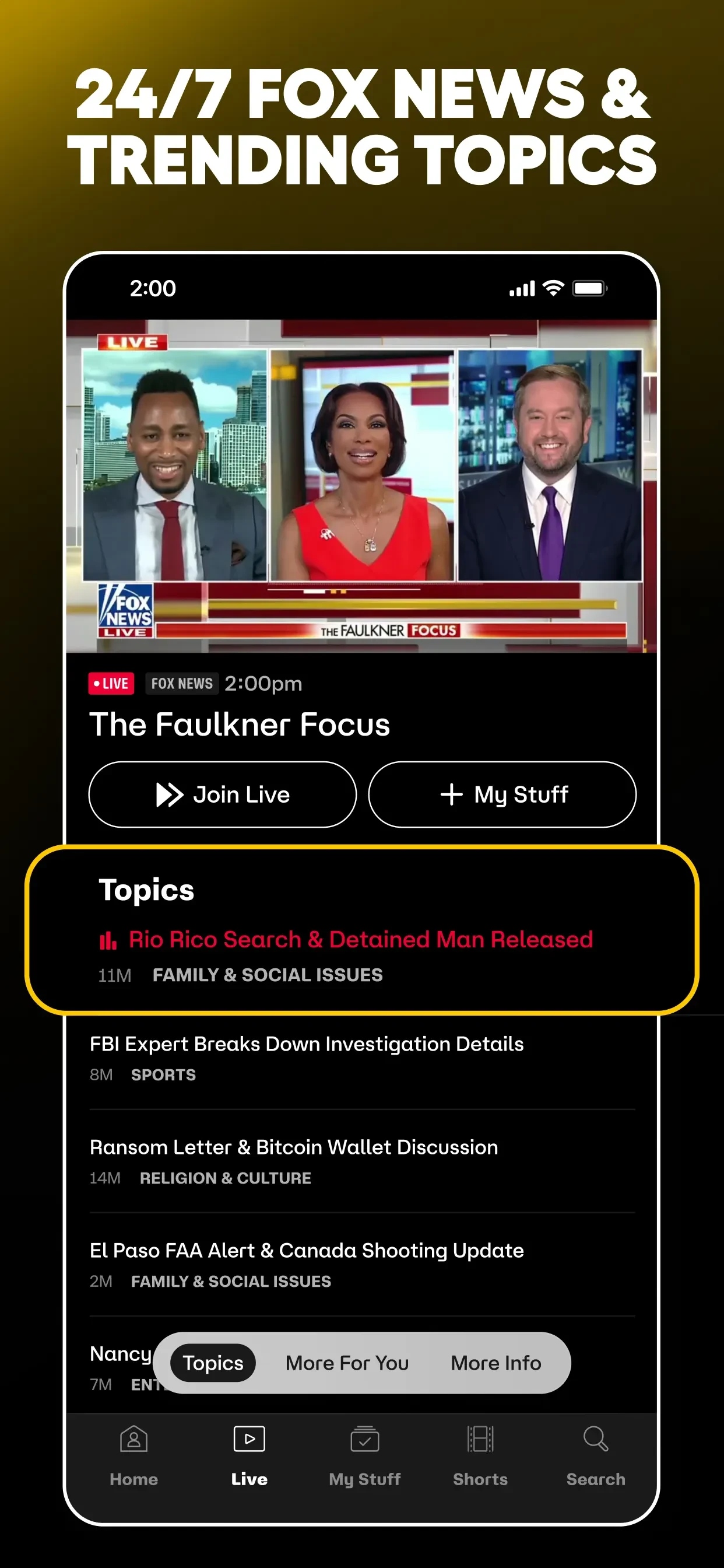 FOX One: Live News, Sports, TV app store screenshot 2 — Unknown (iOS)