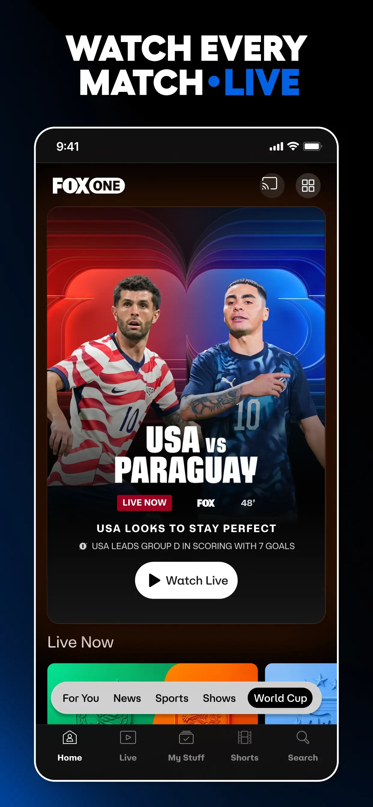 FOX One: Live News, Sports, TV app store screenshot 2 — Unknown (iOS)