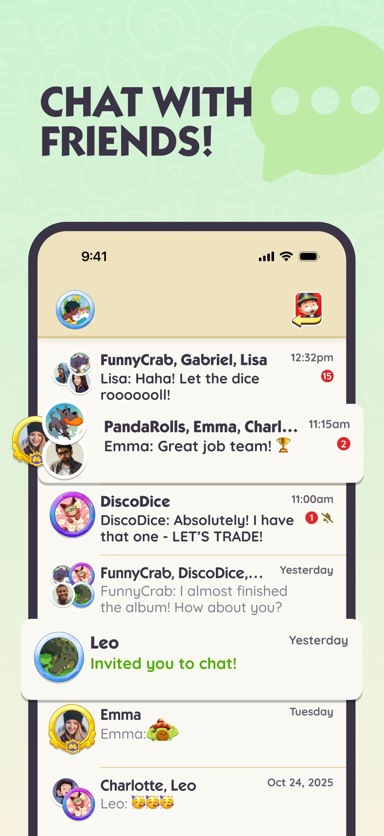 MONOPOLY GO!Chat app store screenshot 2 — Social Networking (iOS)