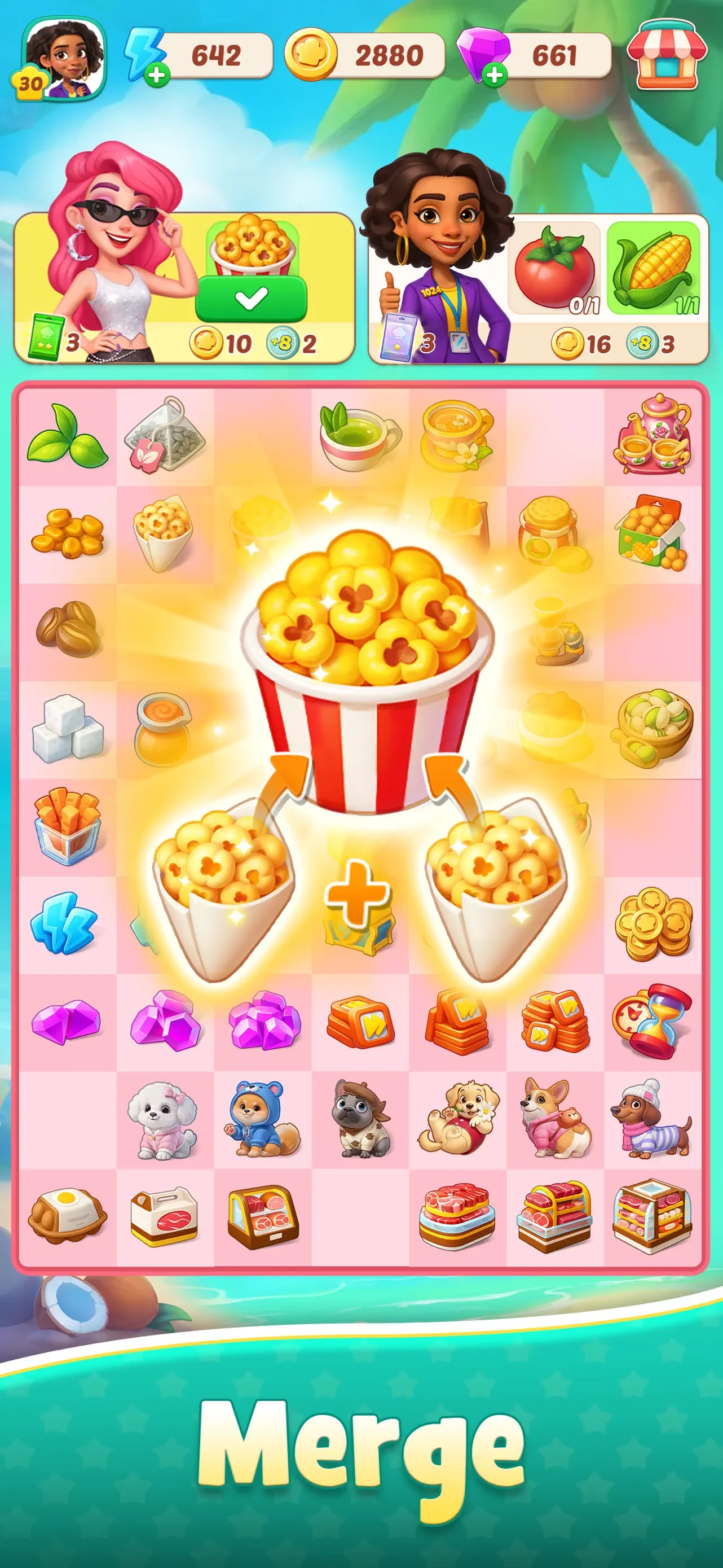 Foodstars: Merge & Cook app store screenshot 2 — Games (iOS)