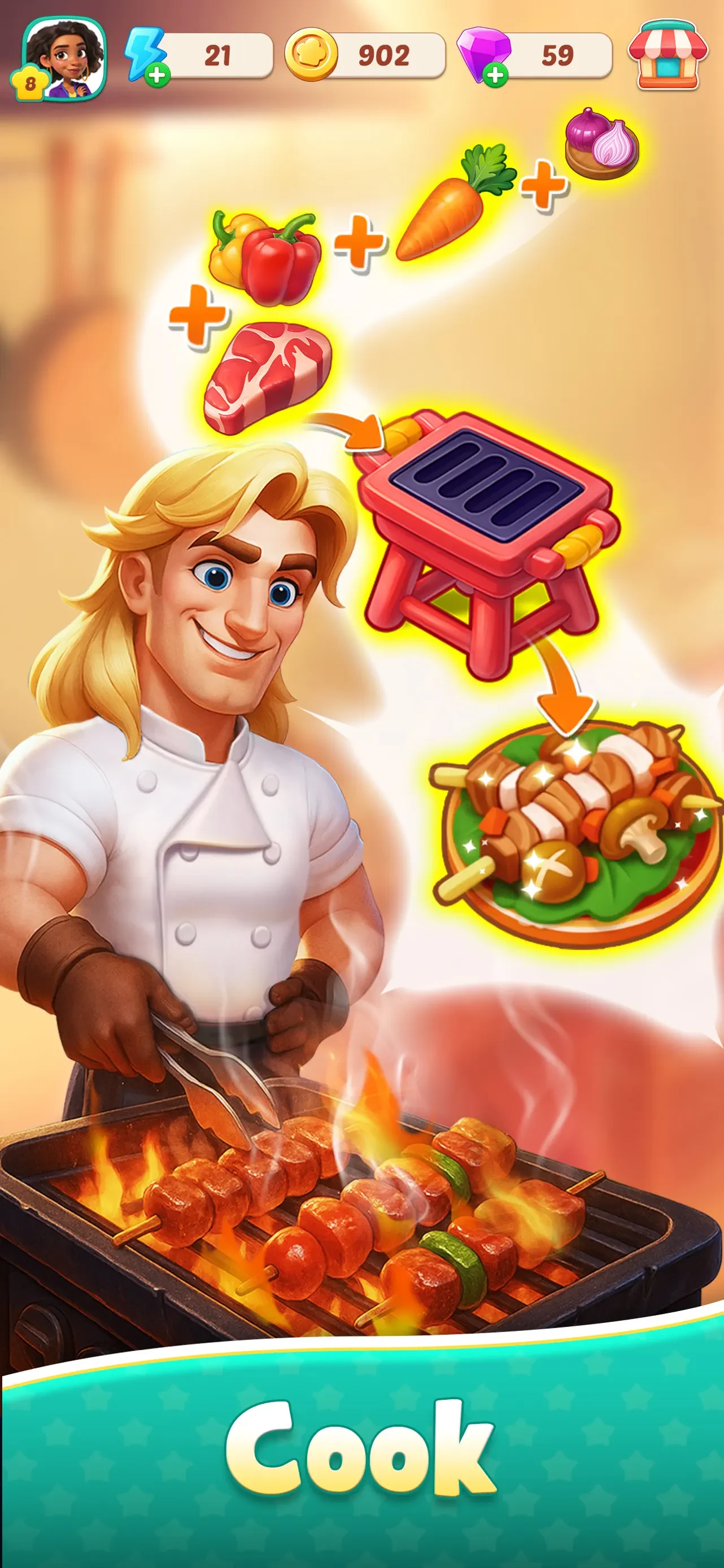 Foodstars: Merge & Cook app store screenshot 3 — Games (iOS)