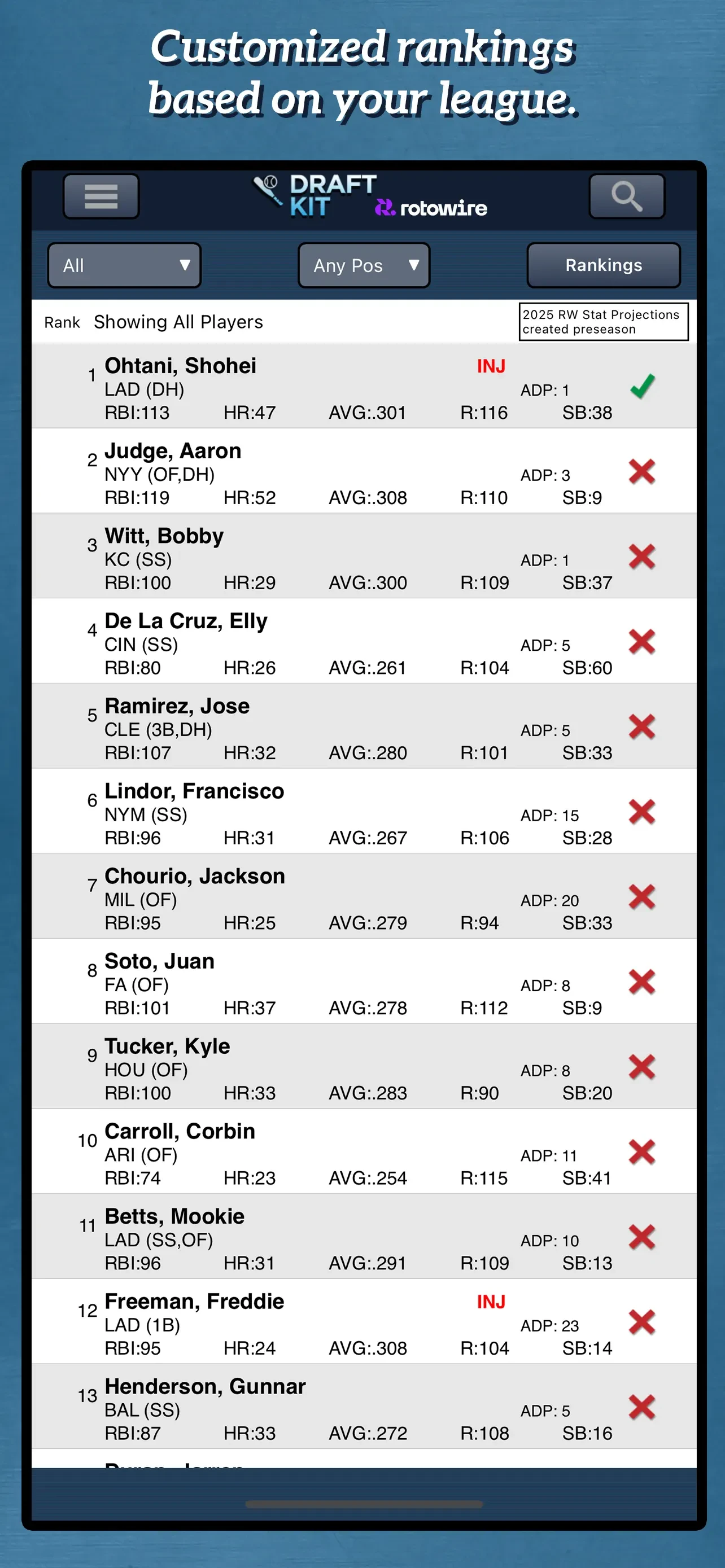Fantasy Baseball Draft Kit '26 app store screenshot 1 — Sports (iOS)