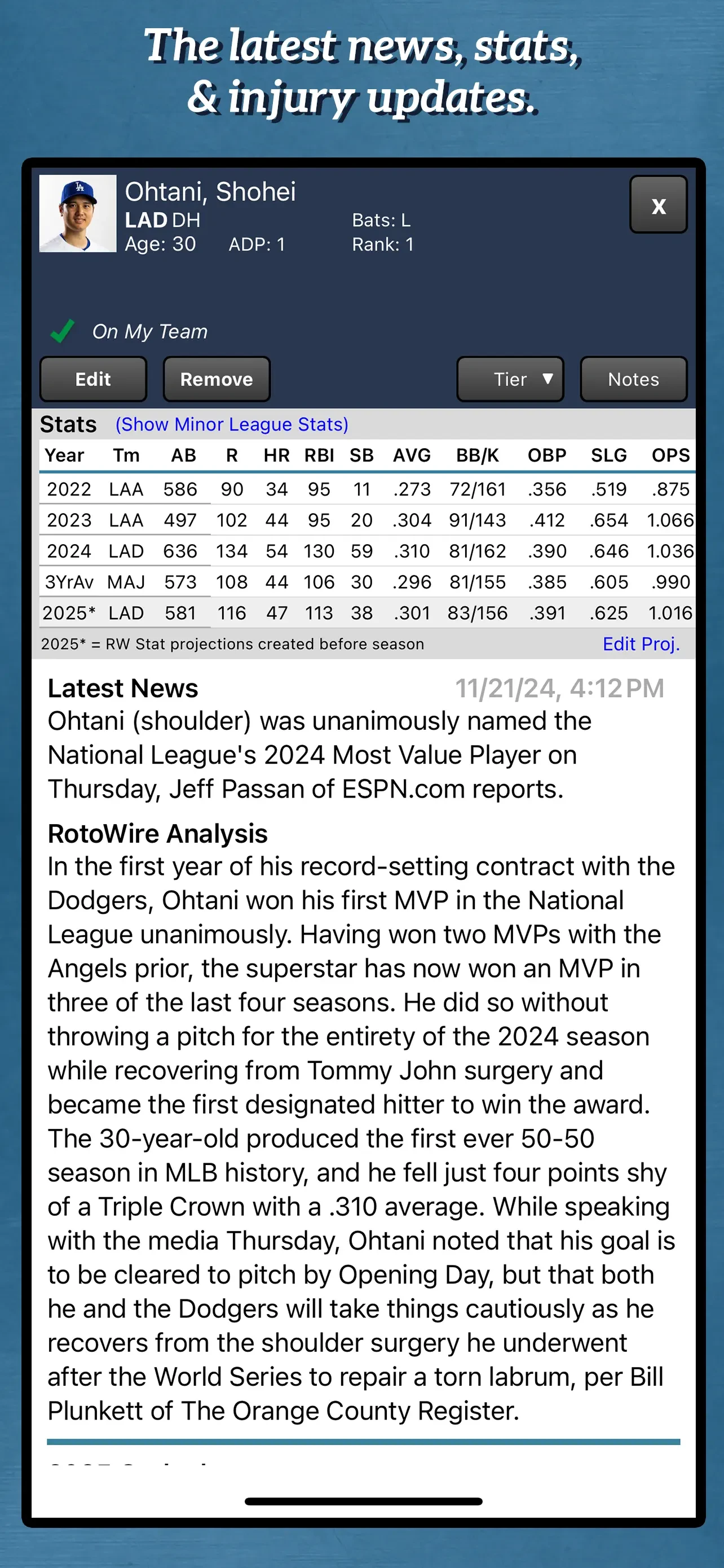 Fantasy Baseball Draft Kit '26 app store screenshot 3 — Sports (iOS)