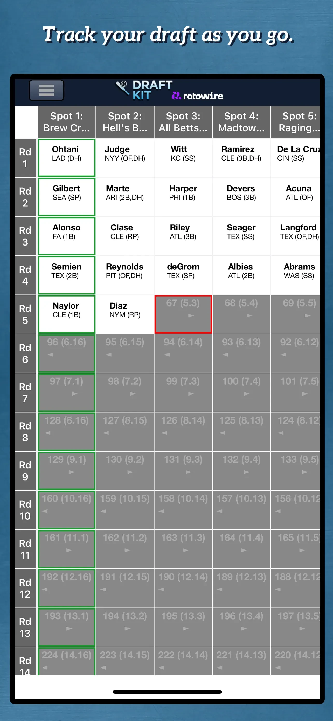 Fantasy Baseball Draft Kit '26 app store screenshot 5 — Sports (iOS)