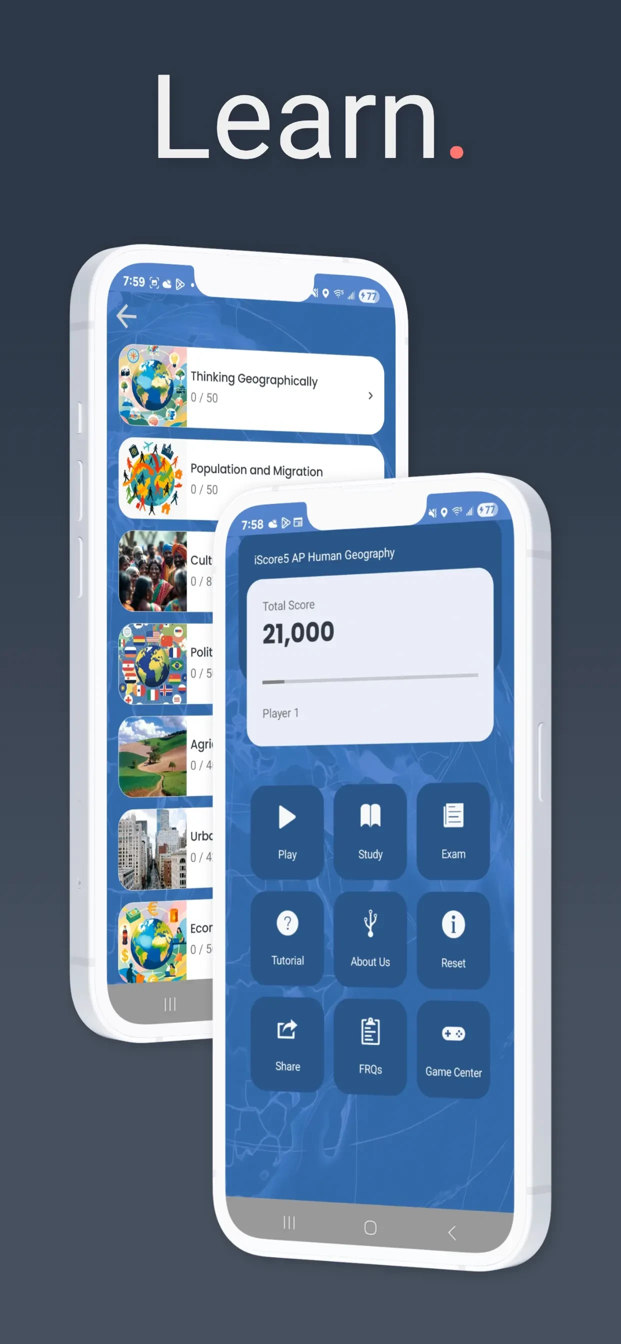 iScore5 AP Human Geography app store screenshot 1 — Education (iOS)